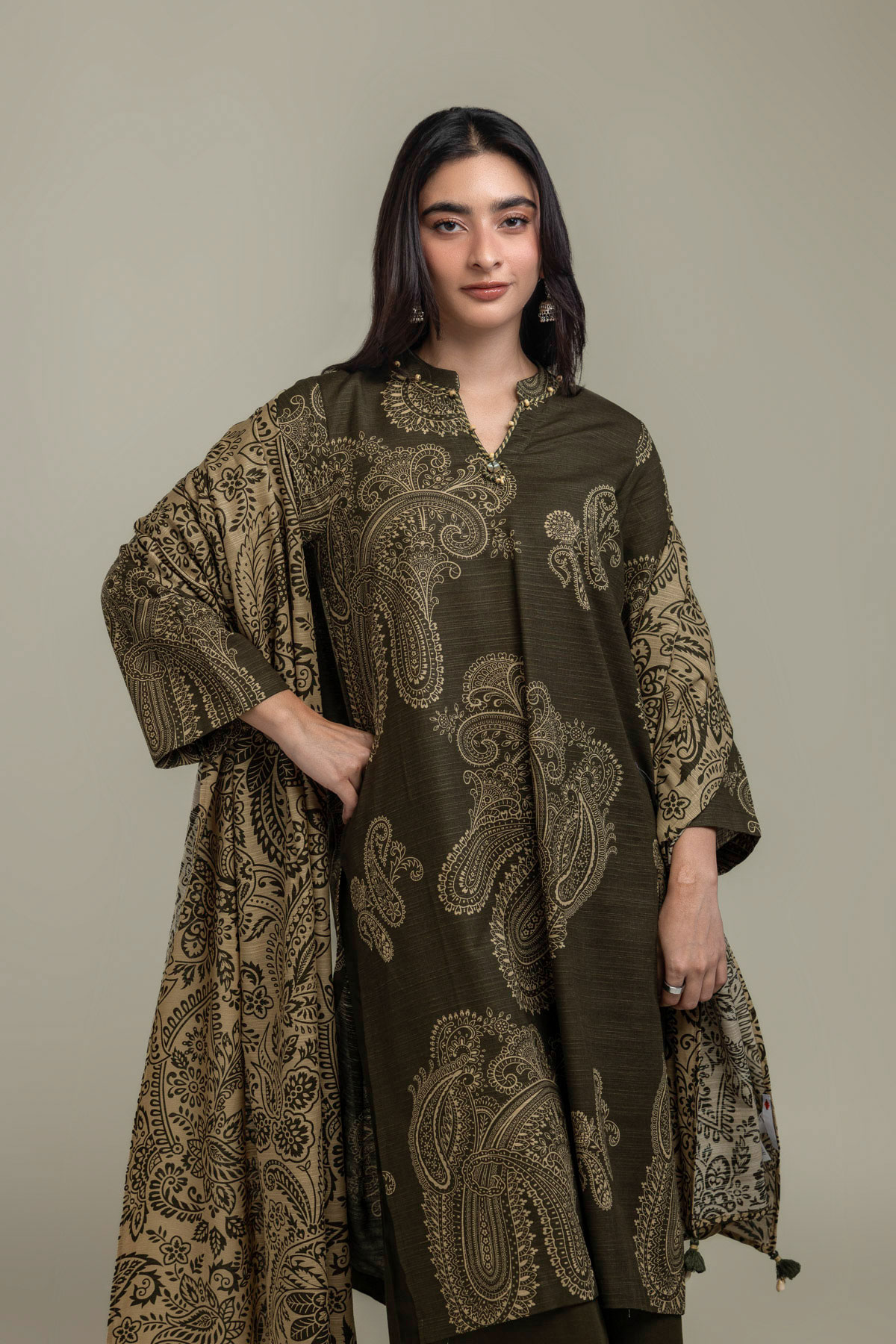 Printed Light Khaddar Khaddar 3-Piece Tailored - 2-26-308-A-G1-VG