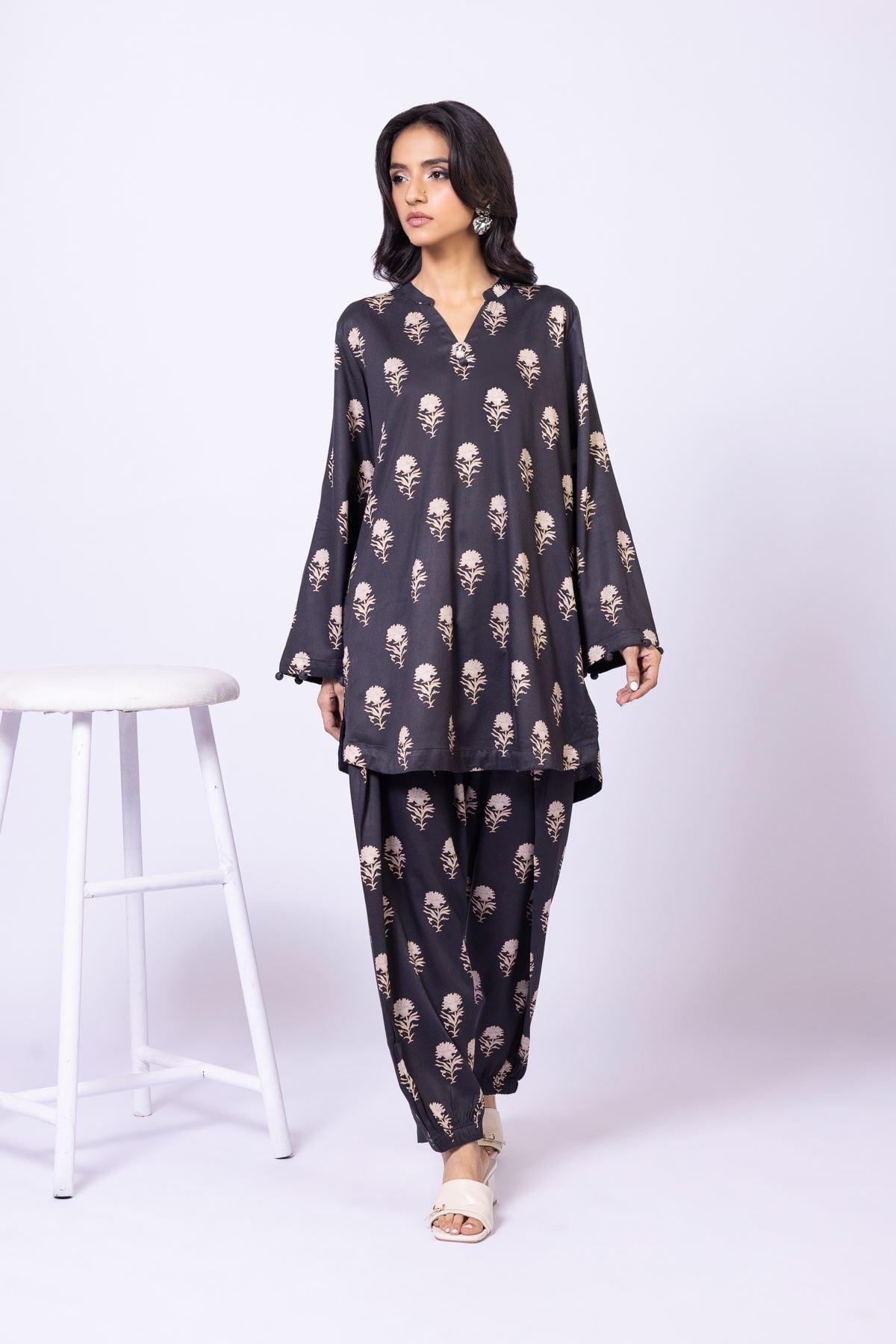 Printed Marina Kurta - 25-09-10E5-08TB-VG