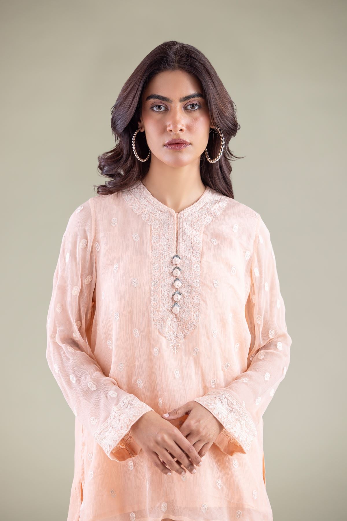 Embroidered Chiffon 2-Piece Co-ord Set - 1-26-127-A-D-VG