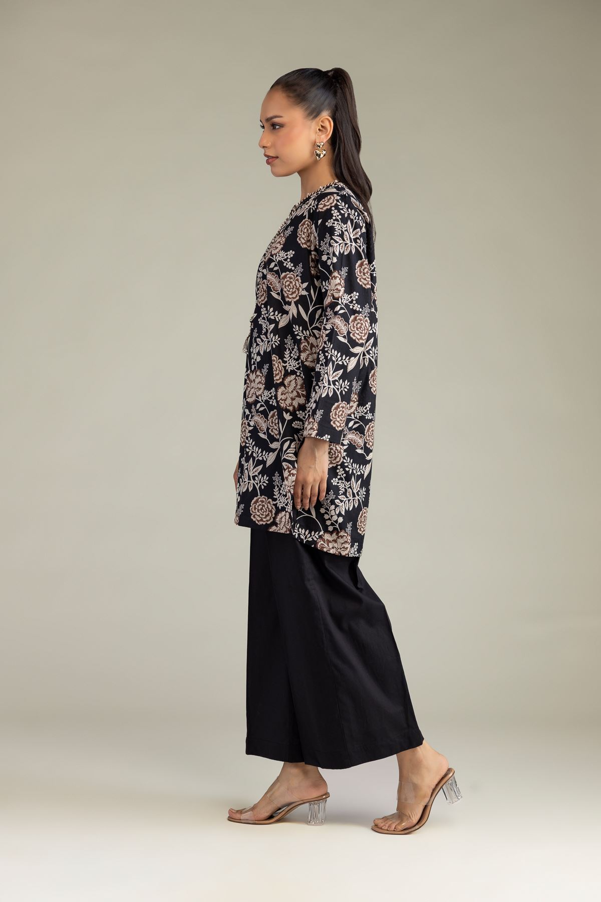 Printed Cambric Solid Black Pants - 1-26-229-C-H1-VG