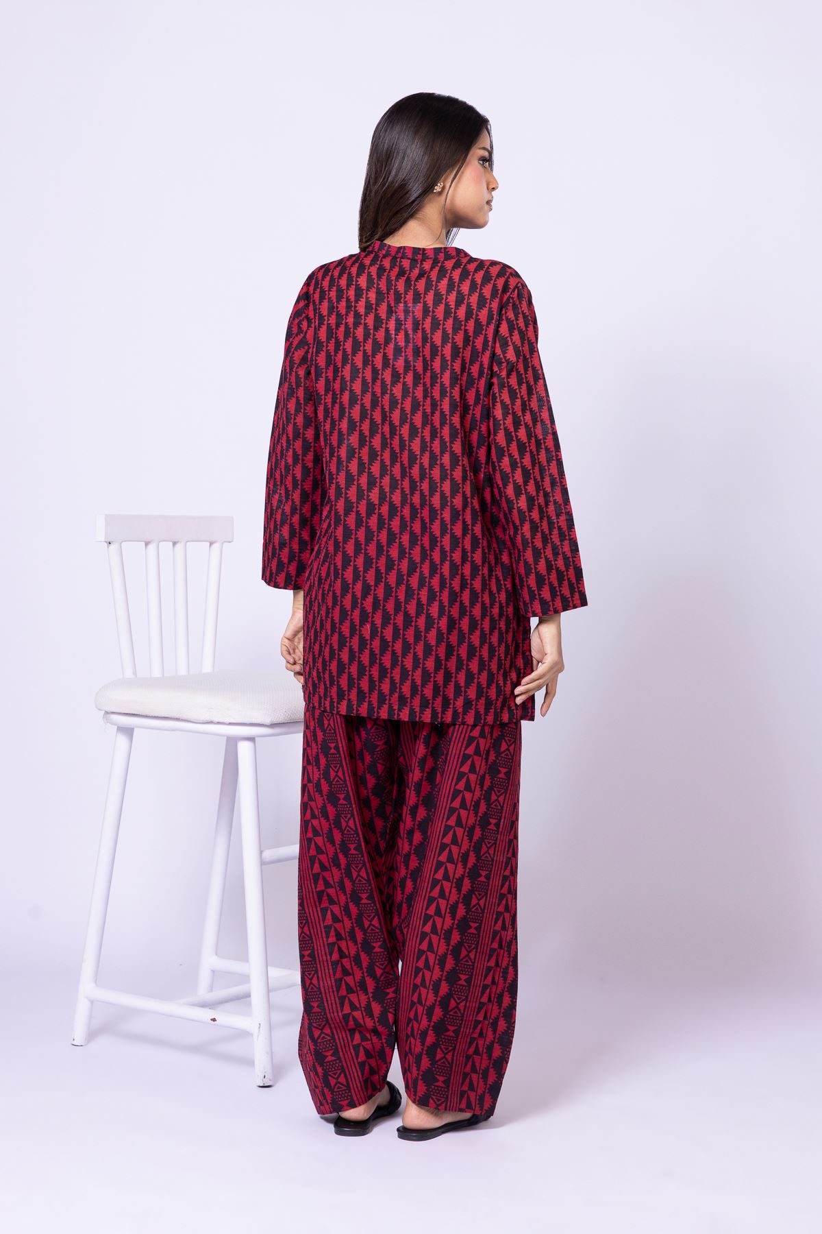 Printed Textured Cotton Kurta - 25-10-11E4-04TB-VG