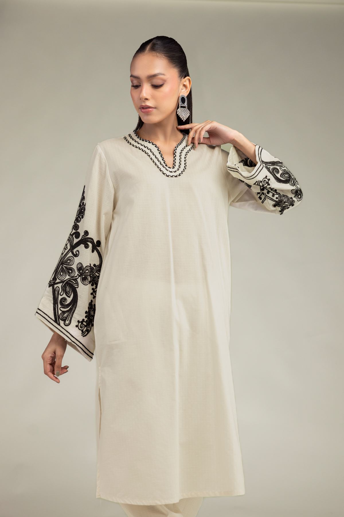 Embroidered Cotton Dobby Floral Cotton Kurta - 1-26-225-A-C1-VG
