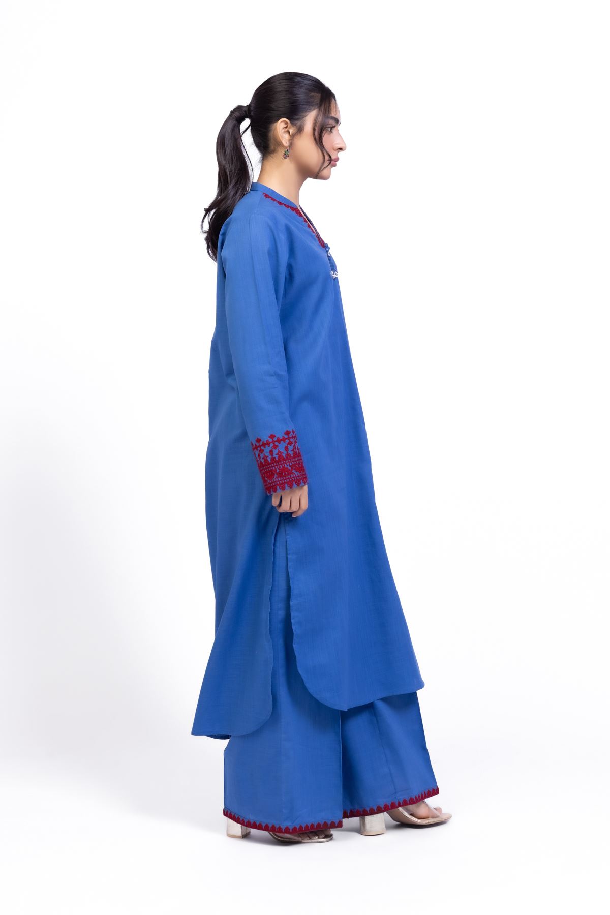 Embroidered Heavy Textured Cotton Kurta - 1-26-109-B-P-VG