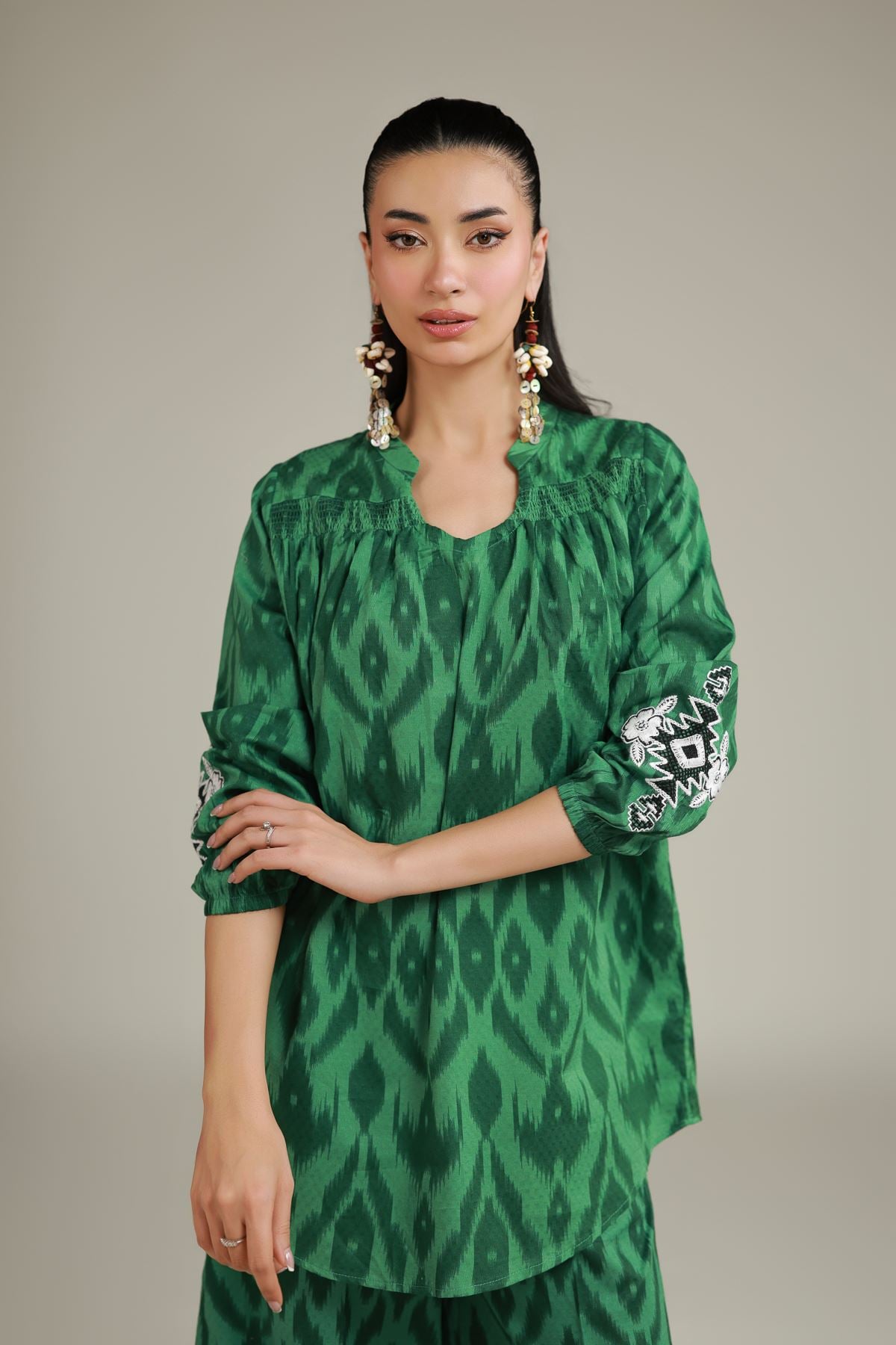 Embroidered Cotton Dobby Green Cotton Kurta - 1-26-228-A-H2-VG