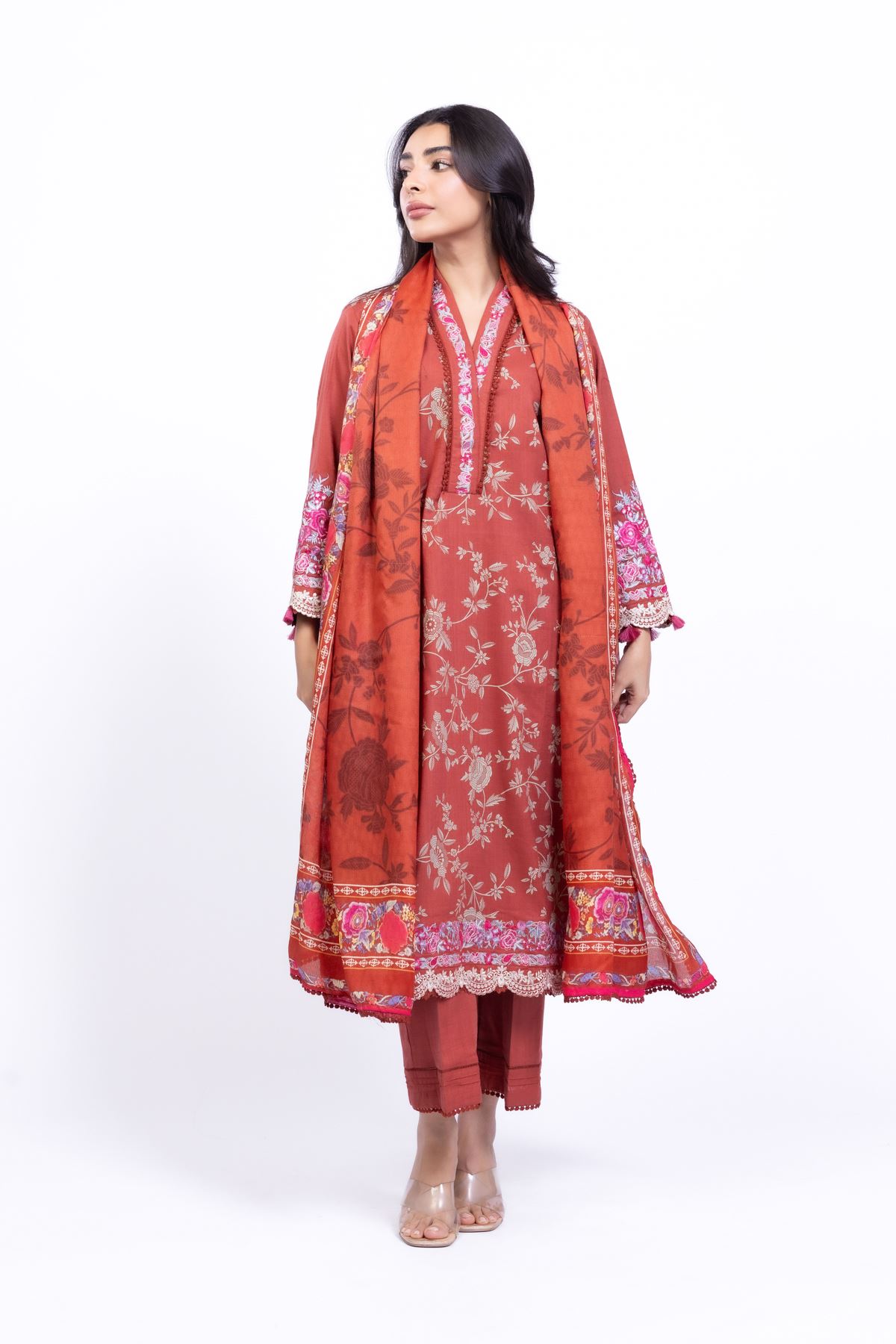 Printed Dobby Net Dupatta - 25-10-12E1-04TA-VG
