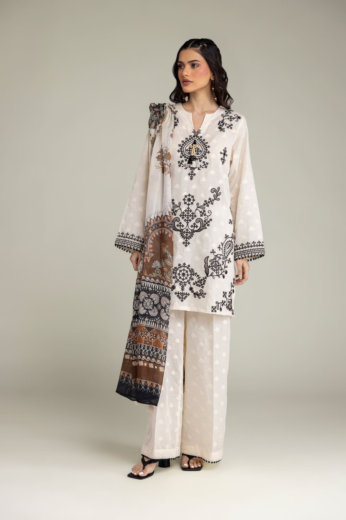 Embroidered Broshia 3-Piece Tailored Suit - 1-26-102-A-F-VG