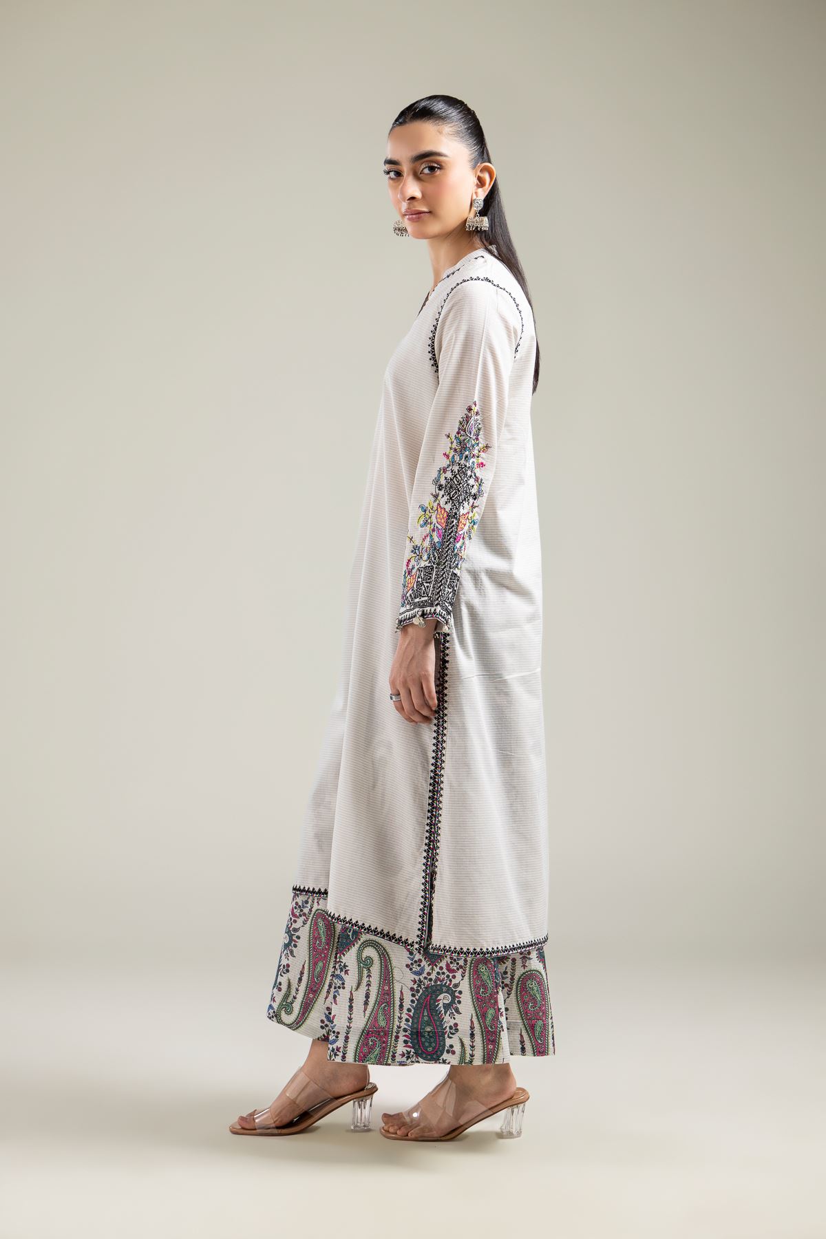 Embroidered Mesuri Paisley Printed Pants - 26-01-2E6-03TA-VG