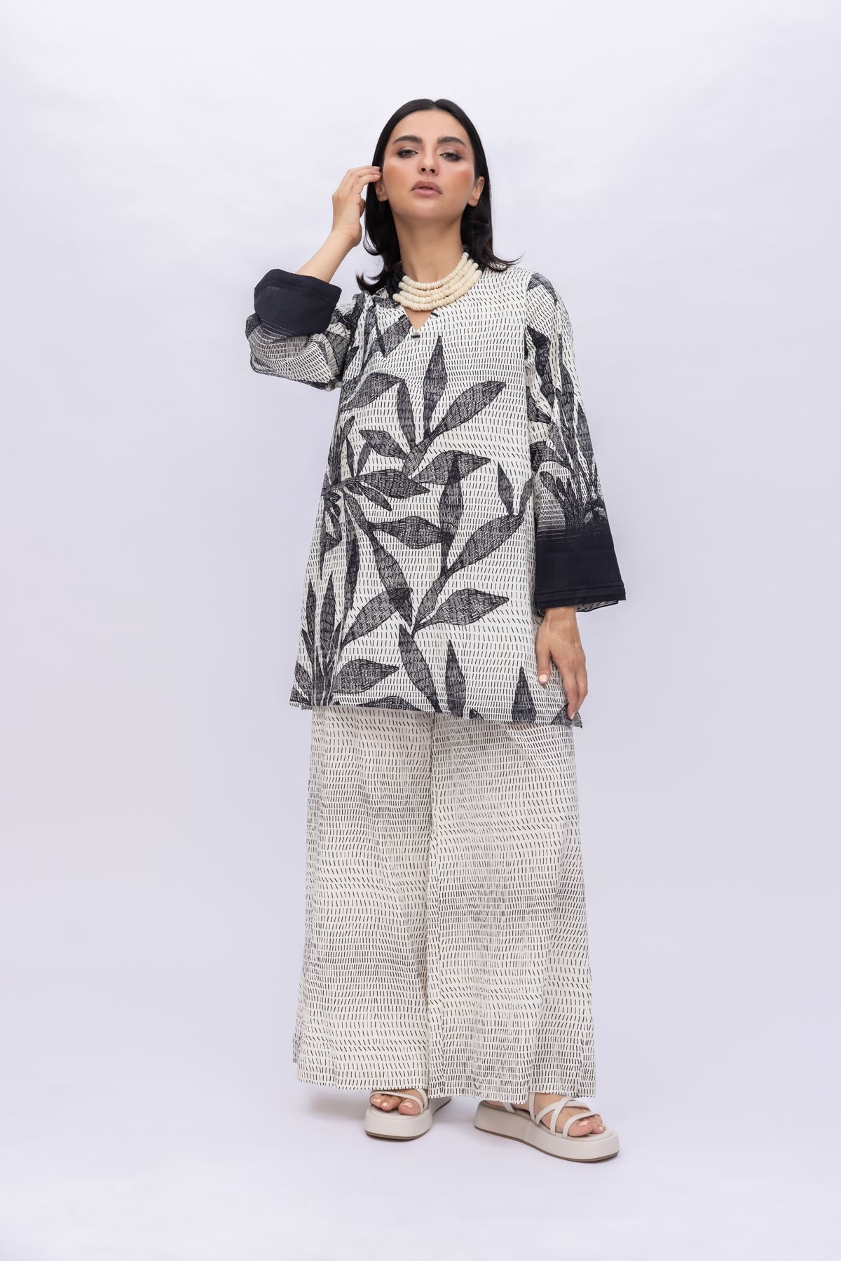 Printed Ripple Crinkle Cotton Pants - 25-04E48-07TA-VG
