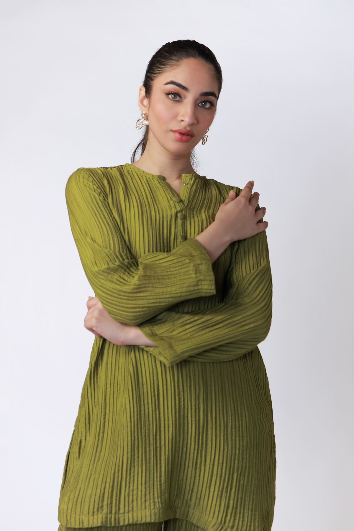 Dyed Ripple Crinkle Kurta - 25-07-7E8-11TA-VG