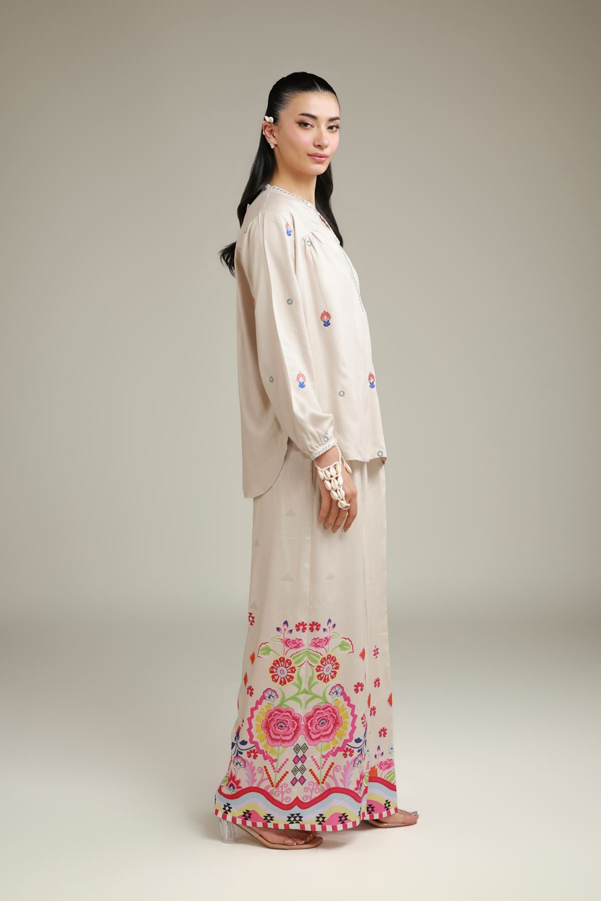 Embroidered Viscose Crepe Trousers - 2-26-202-A-D-VG