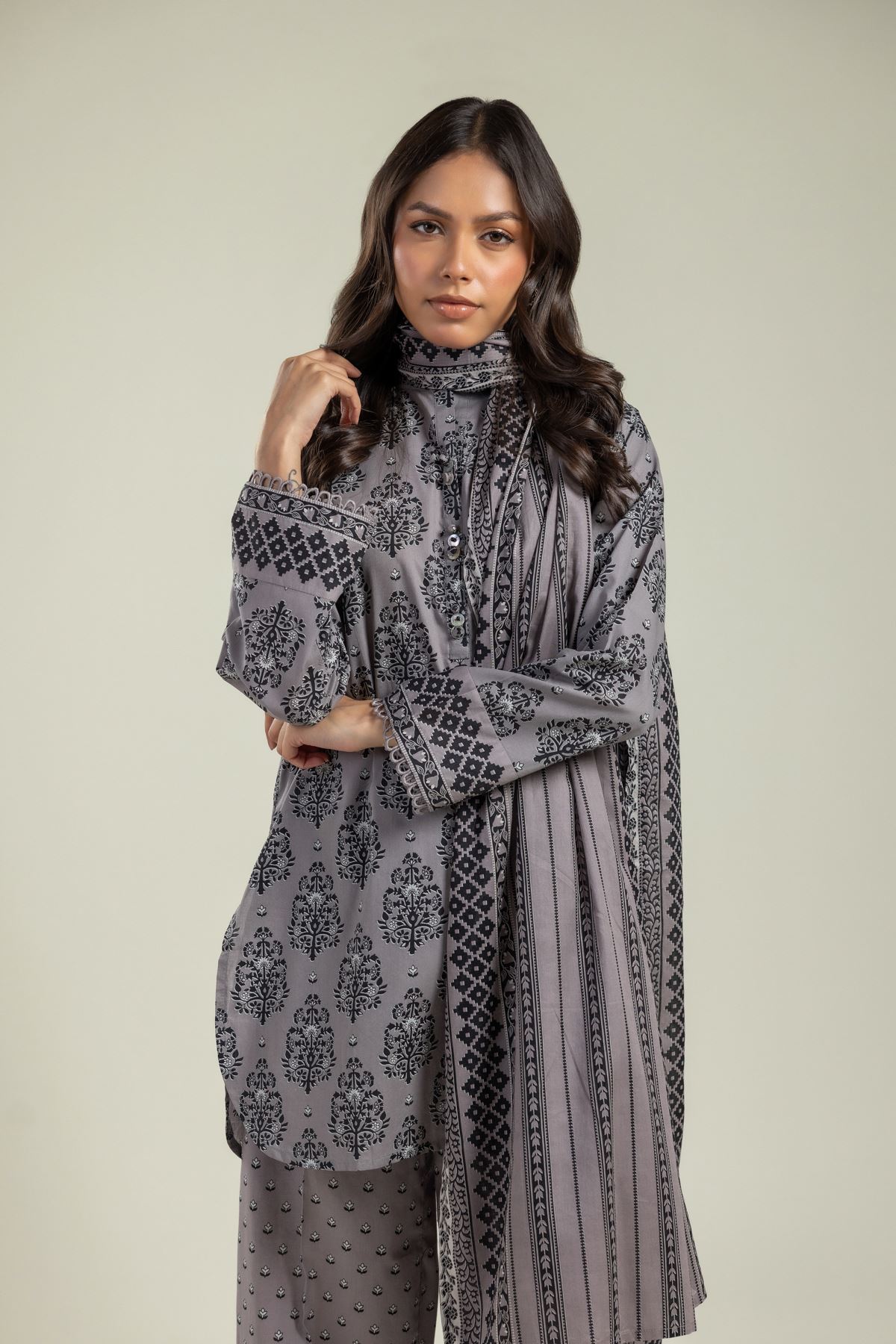 Printed Lawn Dupatta - 25-10-10S5-05TA-VG