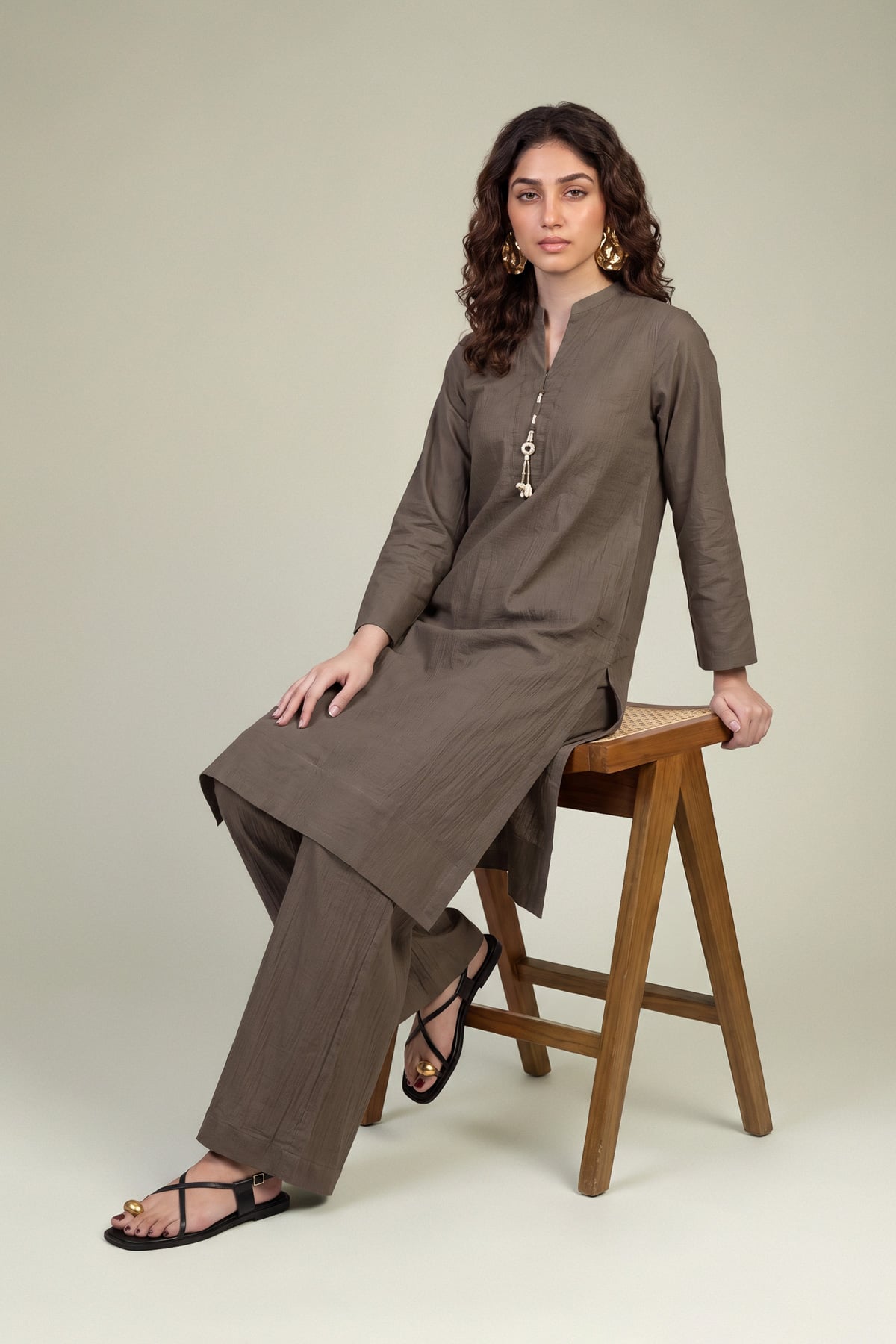 Embroidered Cotton Crinkle Cotton Crinkle Kurta - 1-26-102-A-F-VG