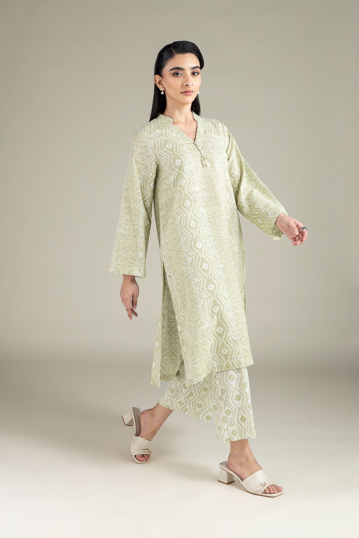 Printed Textured Cotton Pants - 25-10-12E9-02TA-VG