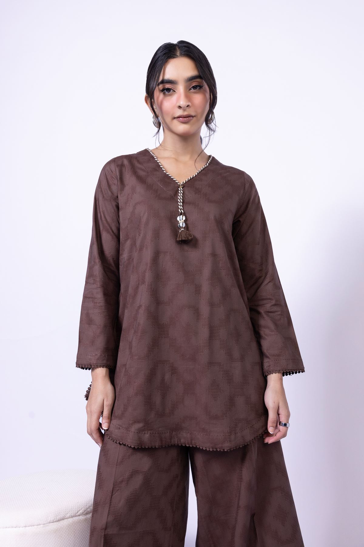 Dyed Jacquard Kurta - OTD4-EX28-04TA-VG