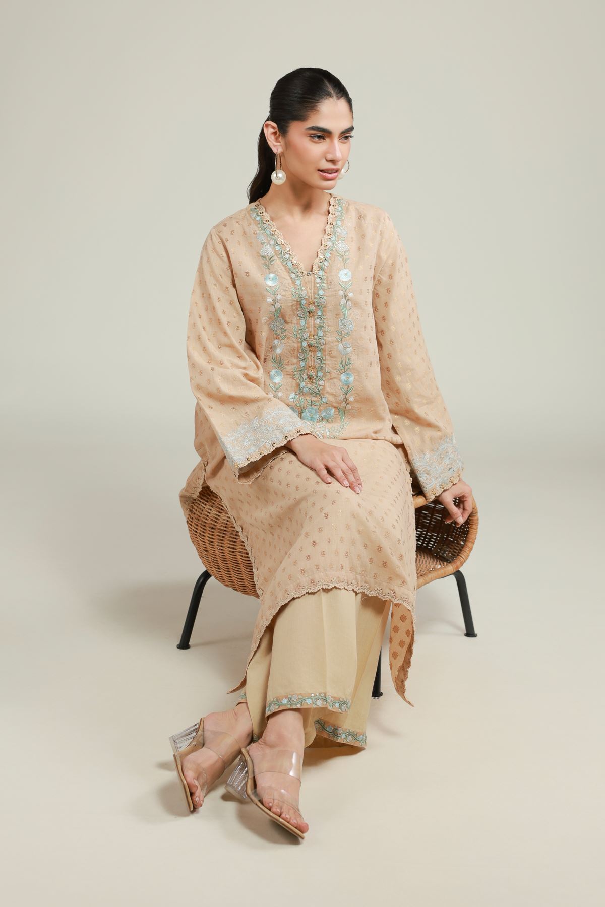 Embroidered Jacquard Fabrics 2 Piece | Top and Bottom - A113-26-101EG2-VG