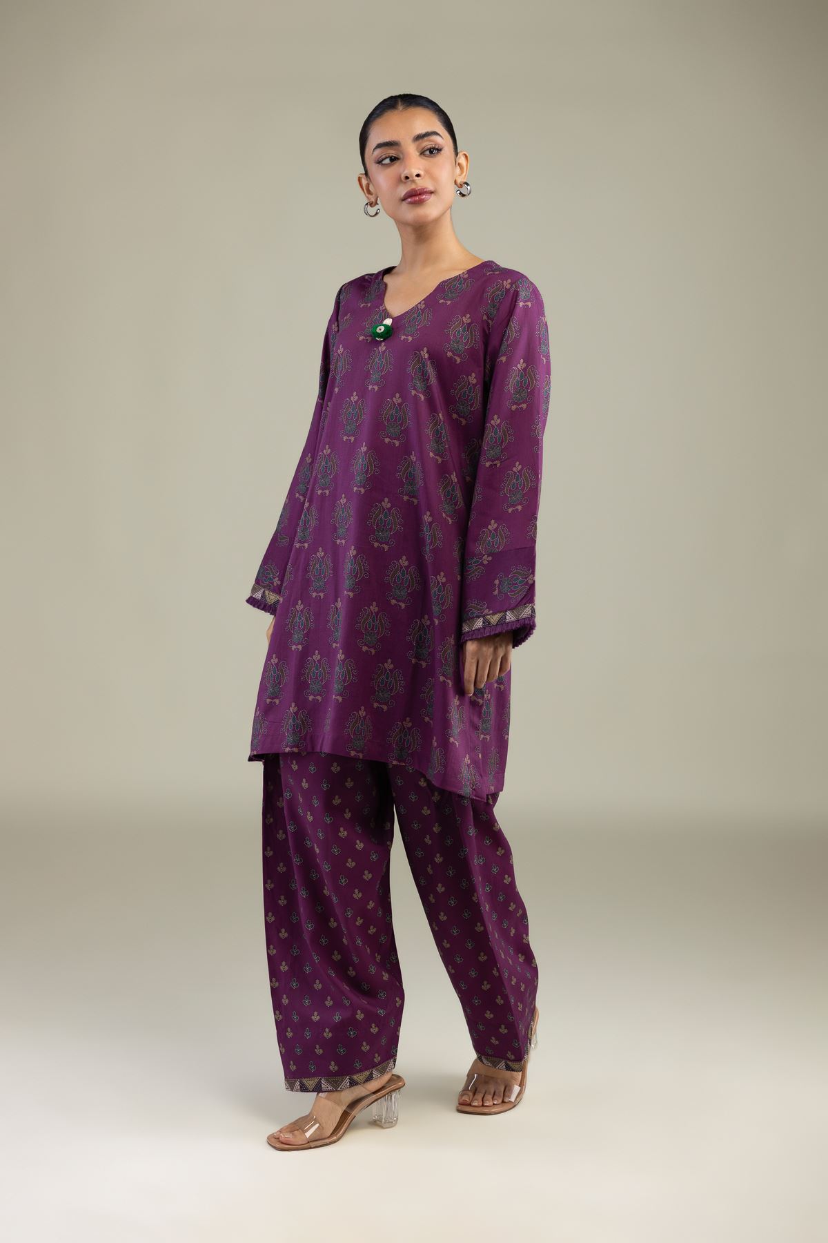 Printed Textured Weave Textured Weave Shalwar - B1-2-26-106-A-C-VG