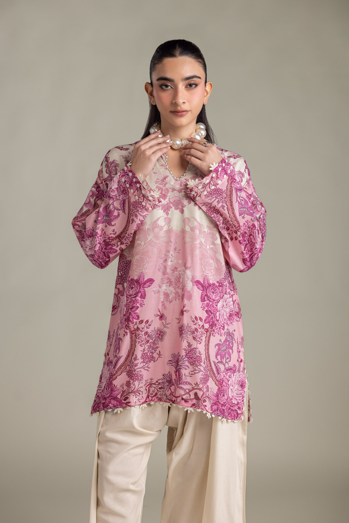 Printed Raw Silk Floral Silk Kurta - 2-26-202-A-D-VG