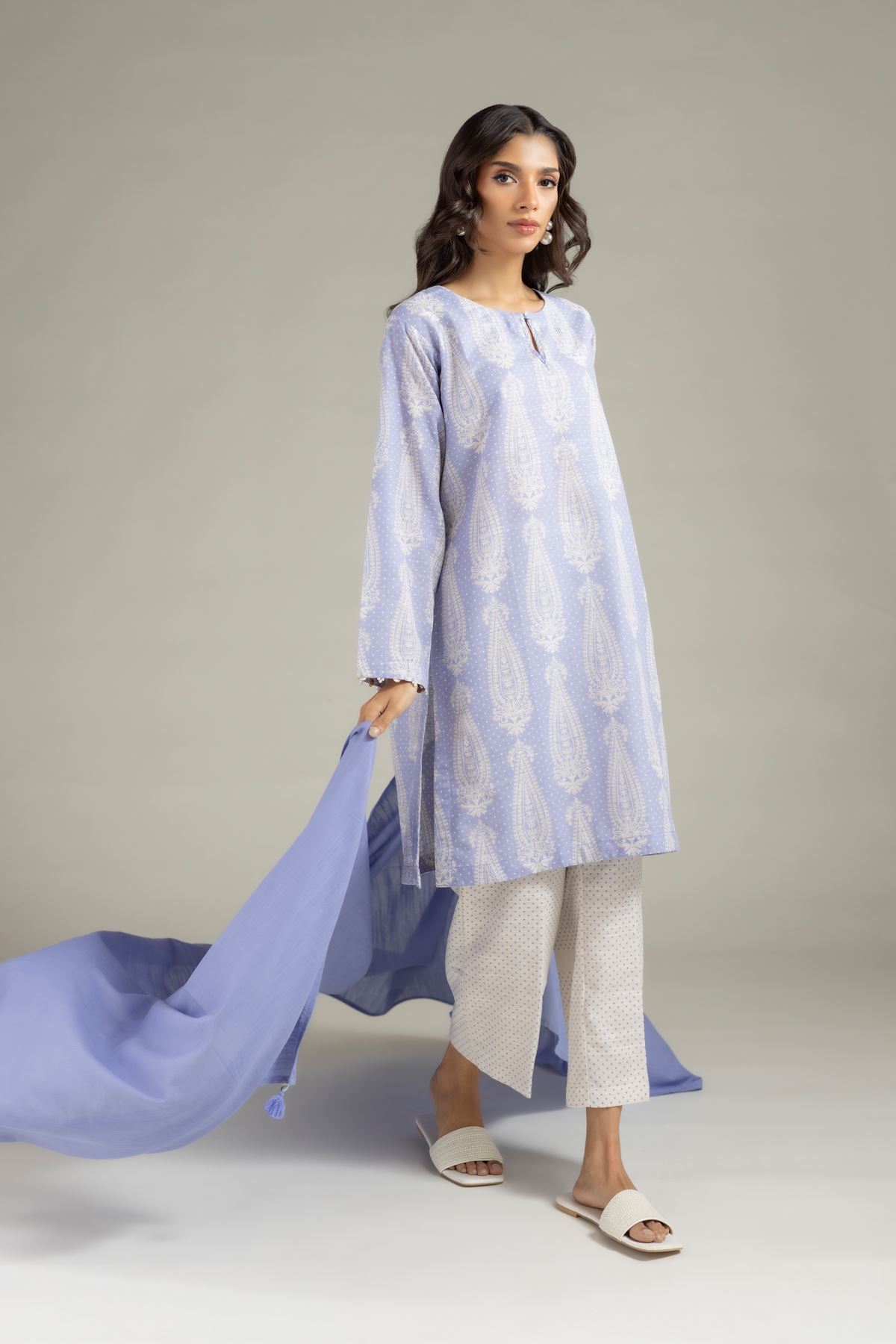 Dyed Textured Cotton Dupatta - OTD4-EX22-10TA-VG