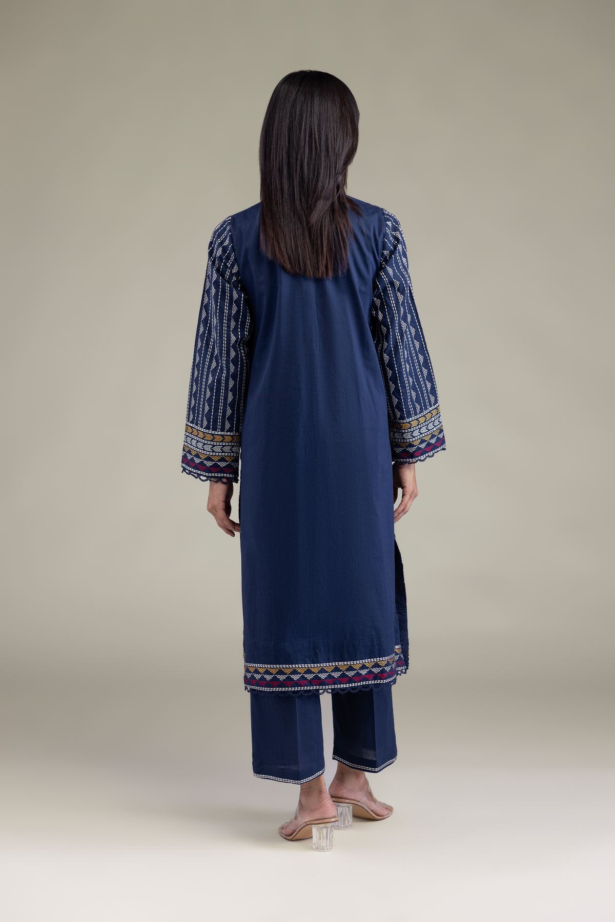 Embroidered Cambric Cambric Longline Kurta - T-A11-26-108FE2-VG