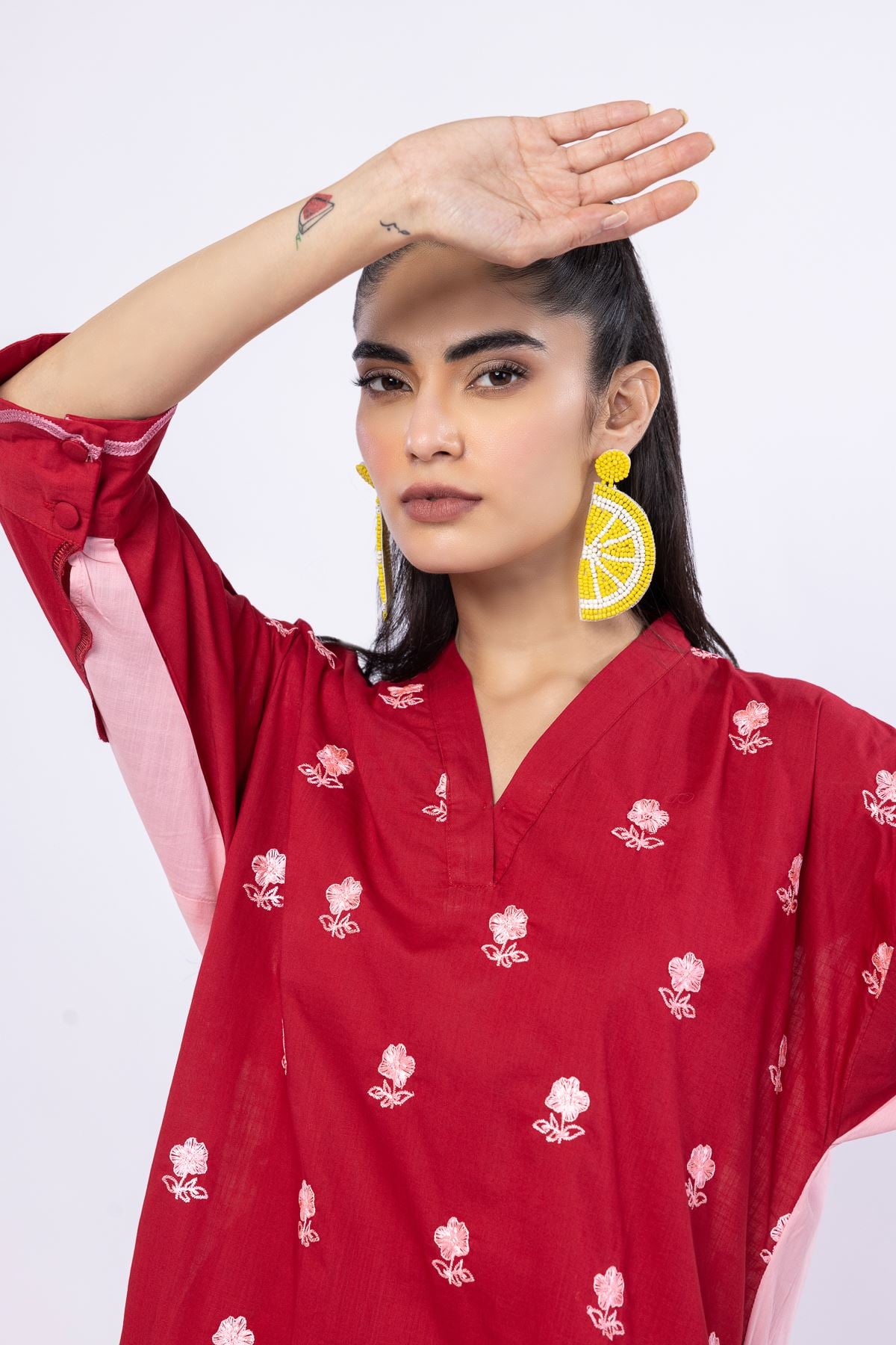 Embroidered Crosshatch Poplin Kurta - 25-10-11E1-09TB-VG