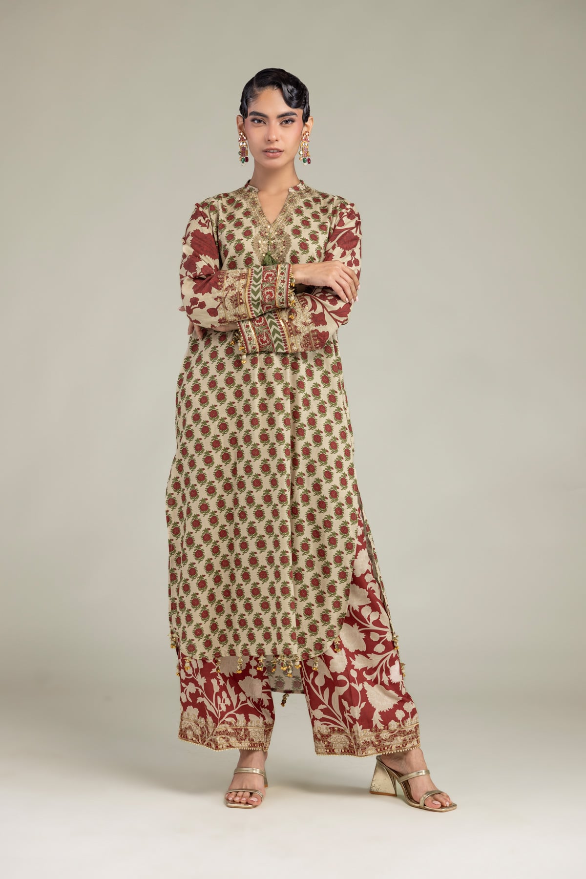 Embroidered Raw Silk Raw Silk Kurta - 1-26-102-A-F-VG