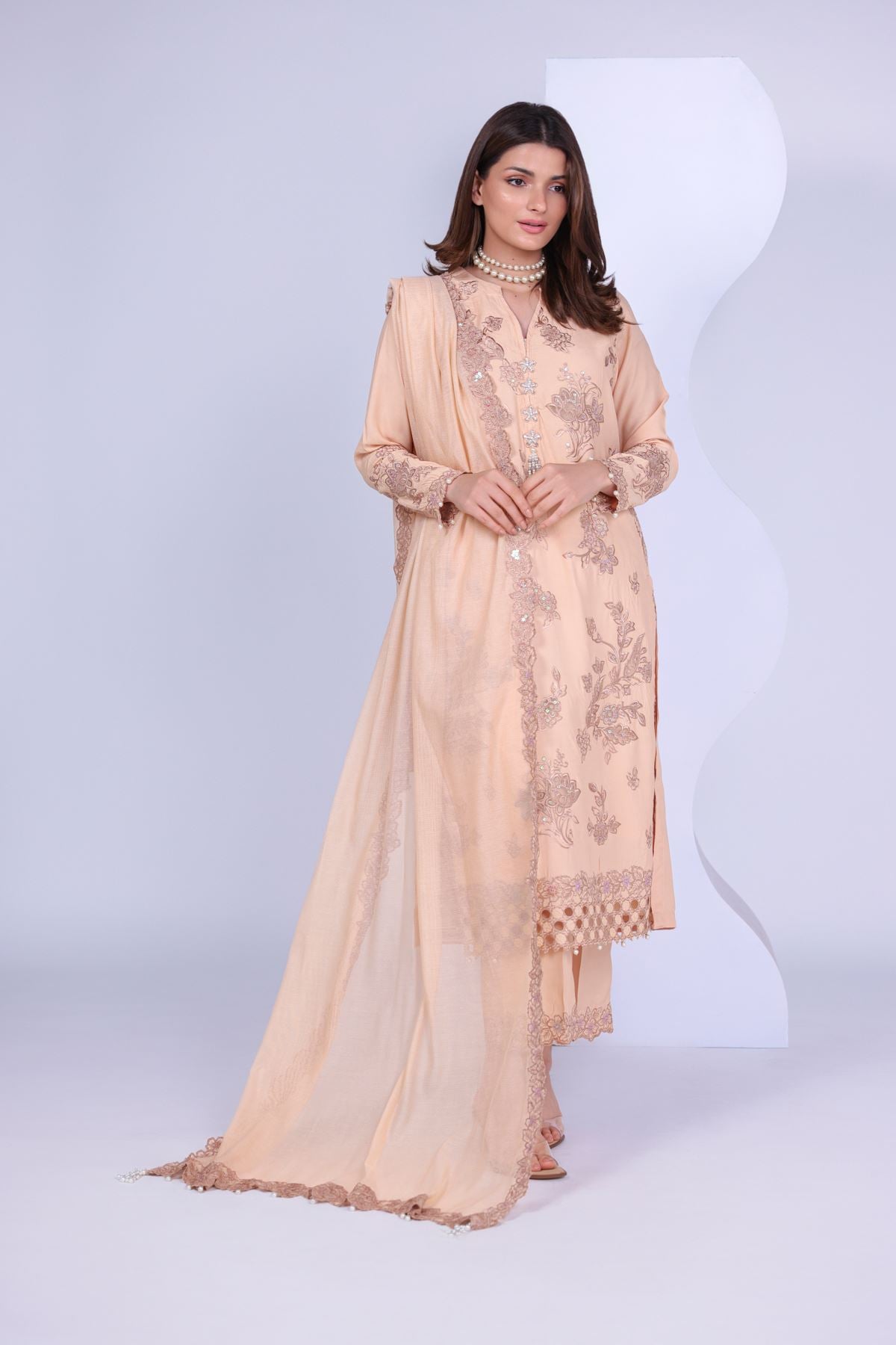 Embroidered Russian Raw Silk Kurta - 25-04E48-07TA-VG