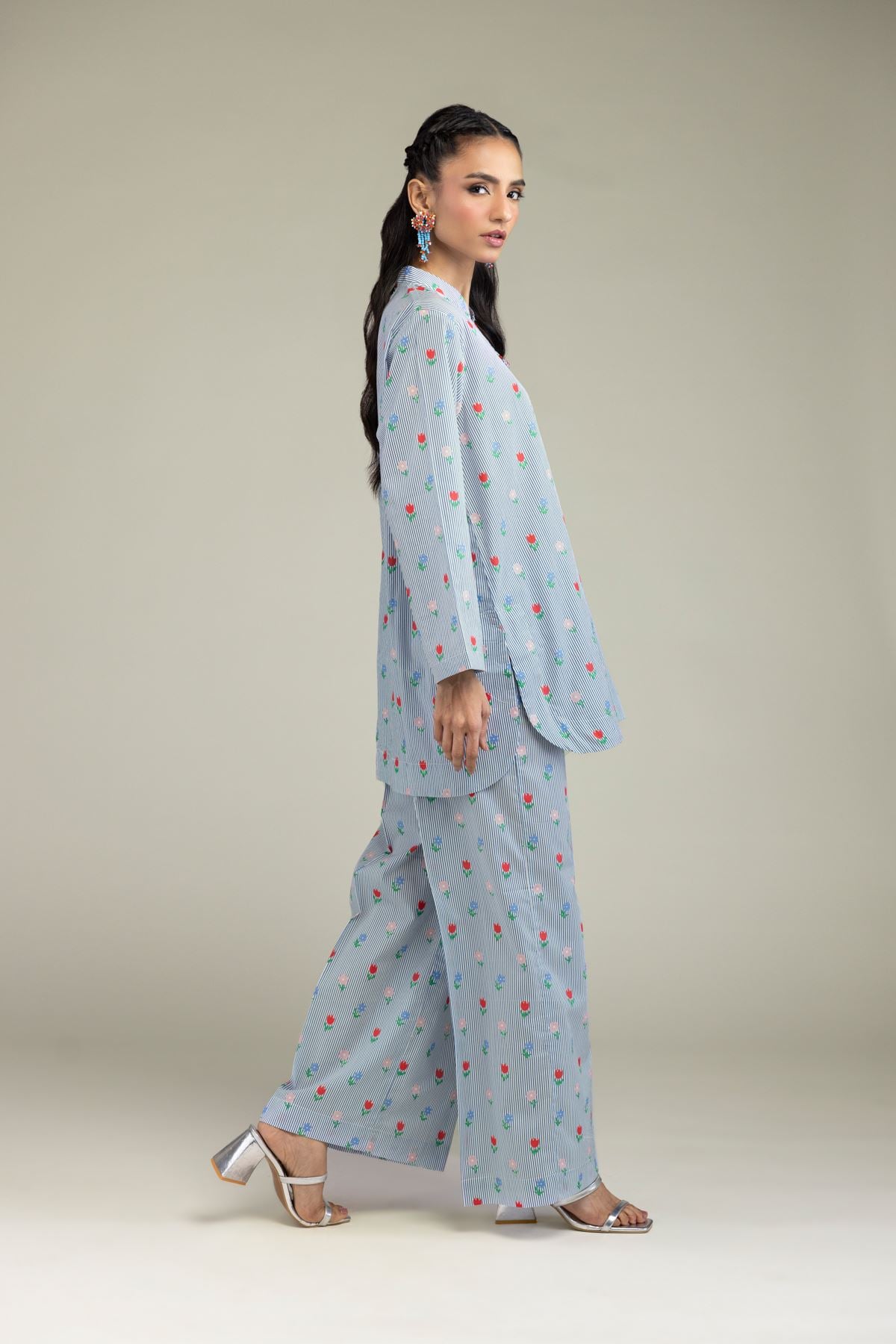 Printed Cambric Blue Floral Pants - 2-26-207-A-J1-VG