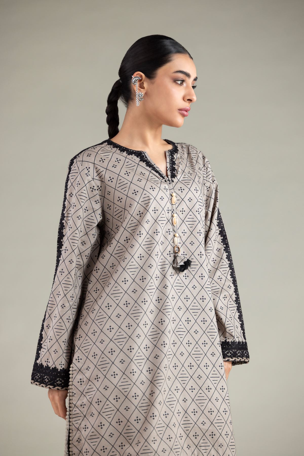 Embroidered Cotton Viscose Kurta - 1-26-108-A-F-VG