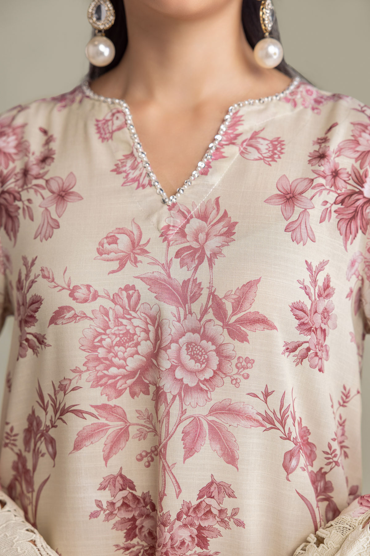 Printed Raw Silk Longline Silk Kurta - 1-26-415-A-A1-VG