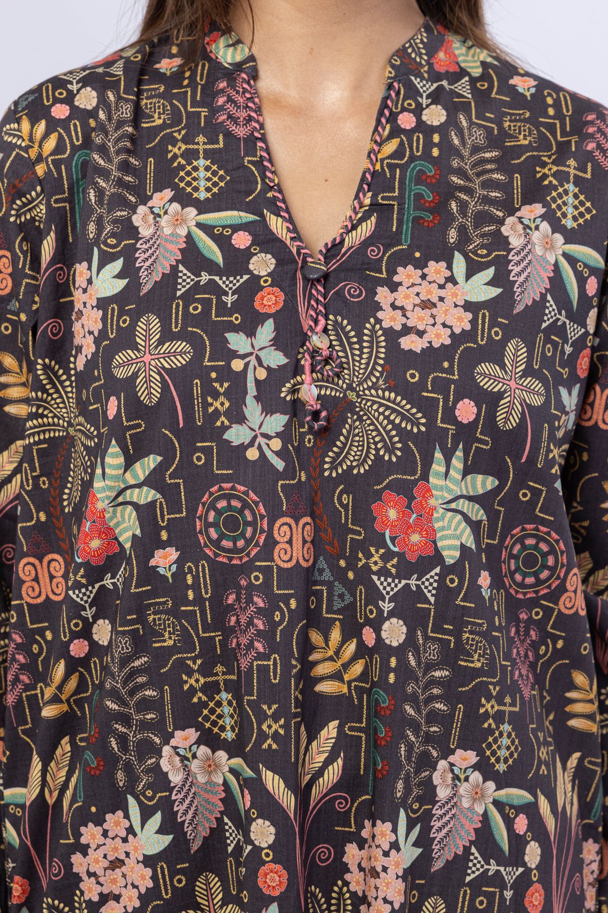 Printed Crosshatch Poplin Kurta - 25-09-11E7-05TB-VG