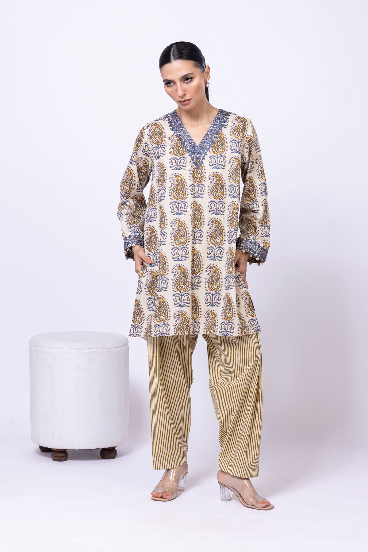 Embroidered Cambric Kurta - OTD4-EX22-08TA-VG