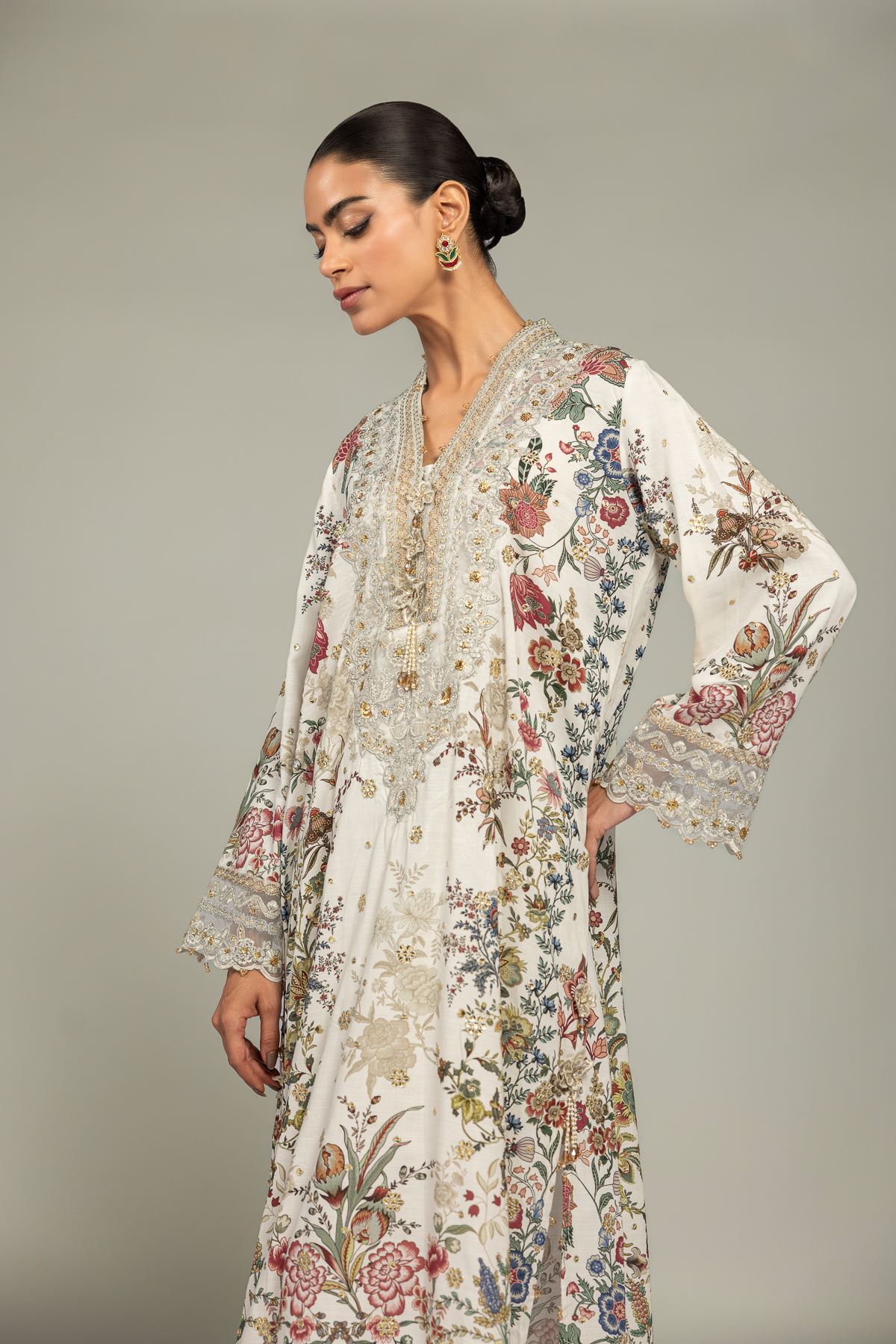 Embroidered Raw Silk 2-Piece Co-ord Set - 8-26-303-A-C1-VG