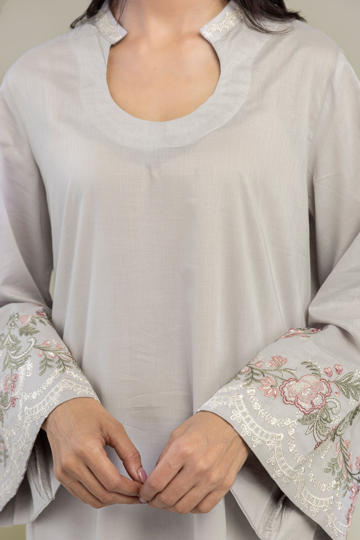 Embroidered Cambric Floral Cambric Kurta - EDP18-VG