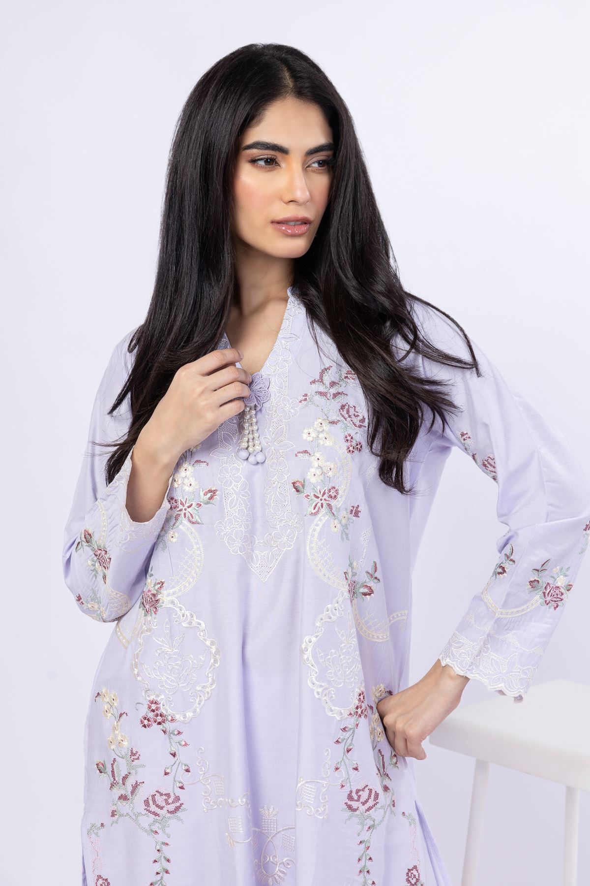 Embroidered Raw Silk Kurta - 25-10-10S4-02TA-VG