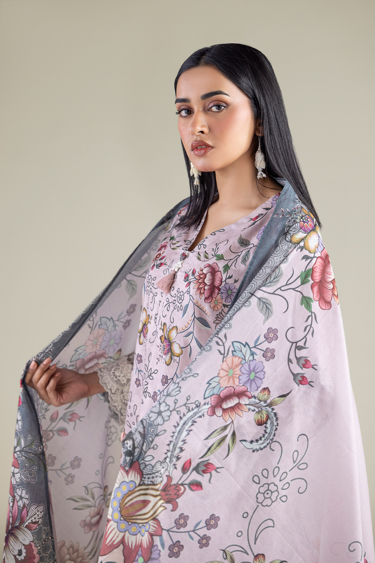 Embroidered Broshia Fabrics 3 Piece - T-A33-26-207FD1-VG