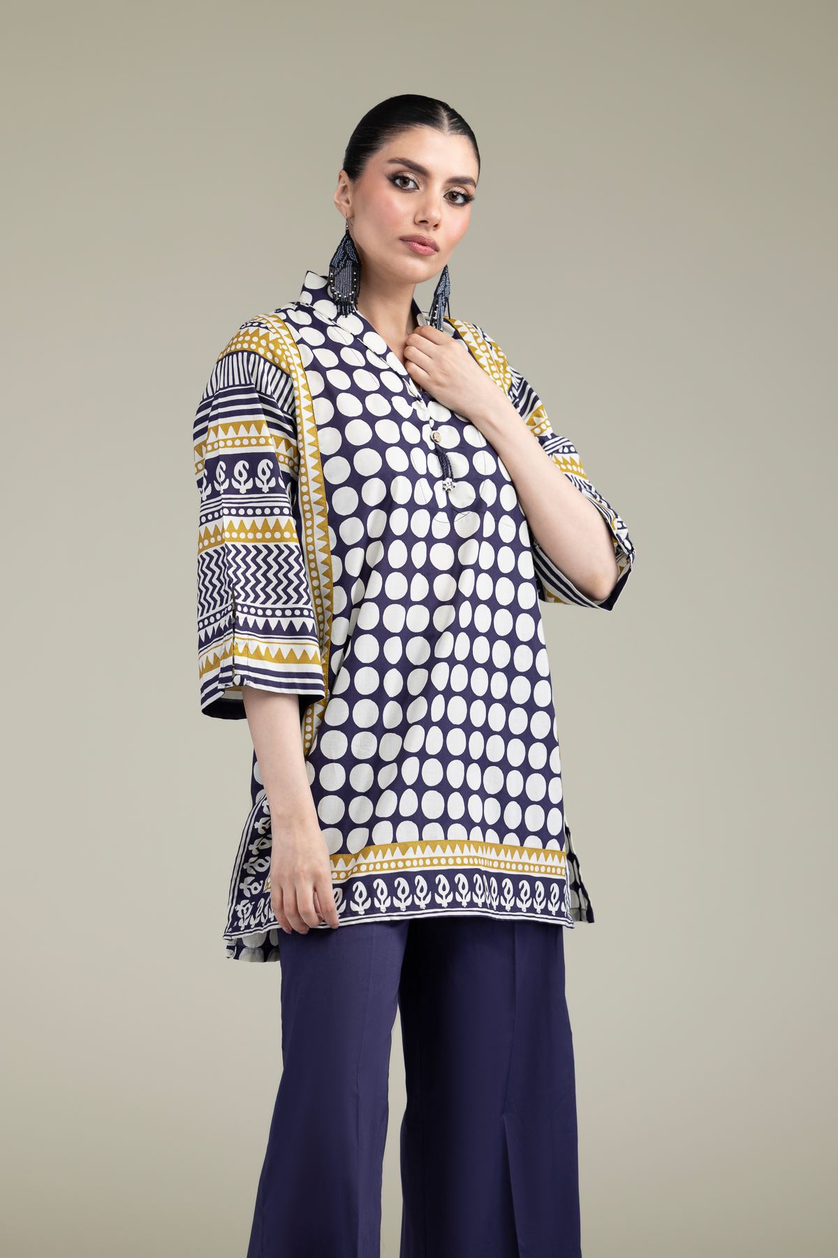 Printed Cambric Short Cambric Kurta - T-A11-26-105FC1-VG