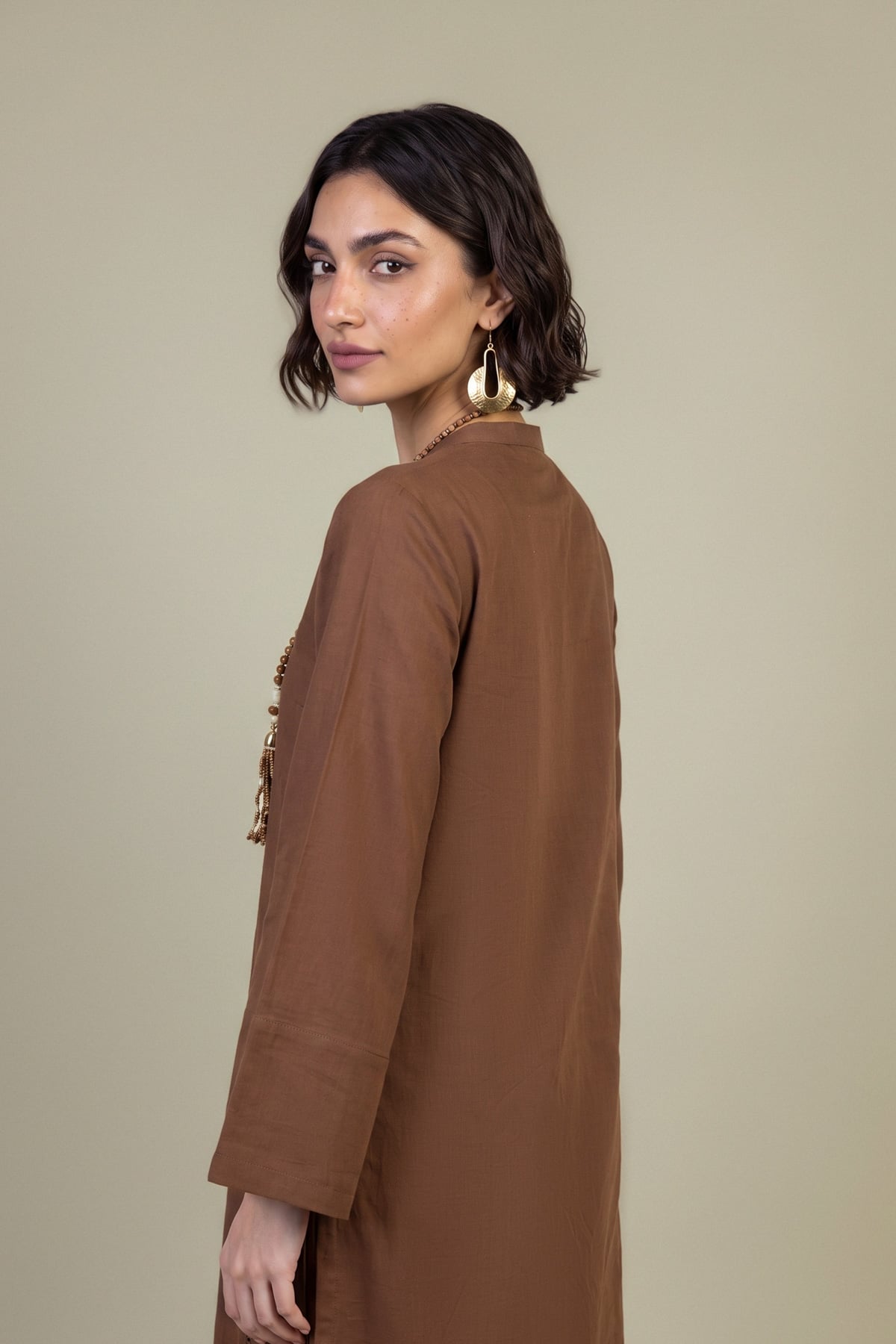 Dyed Poplin Brown Solid Kurta - 1-26-431-A-I1-VG