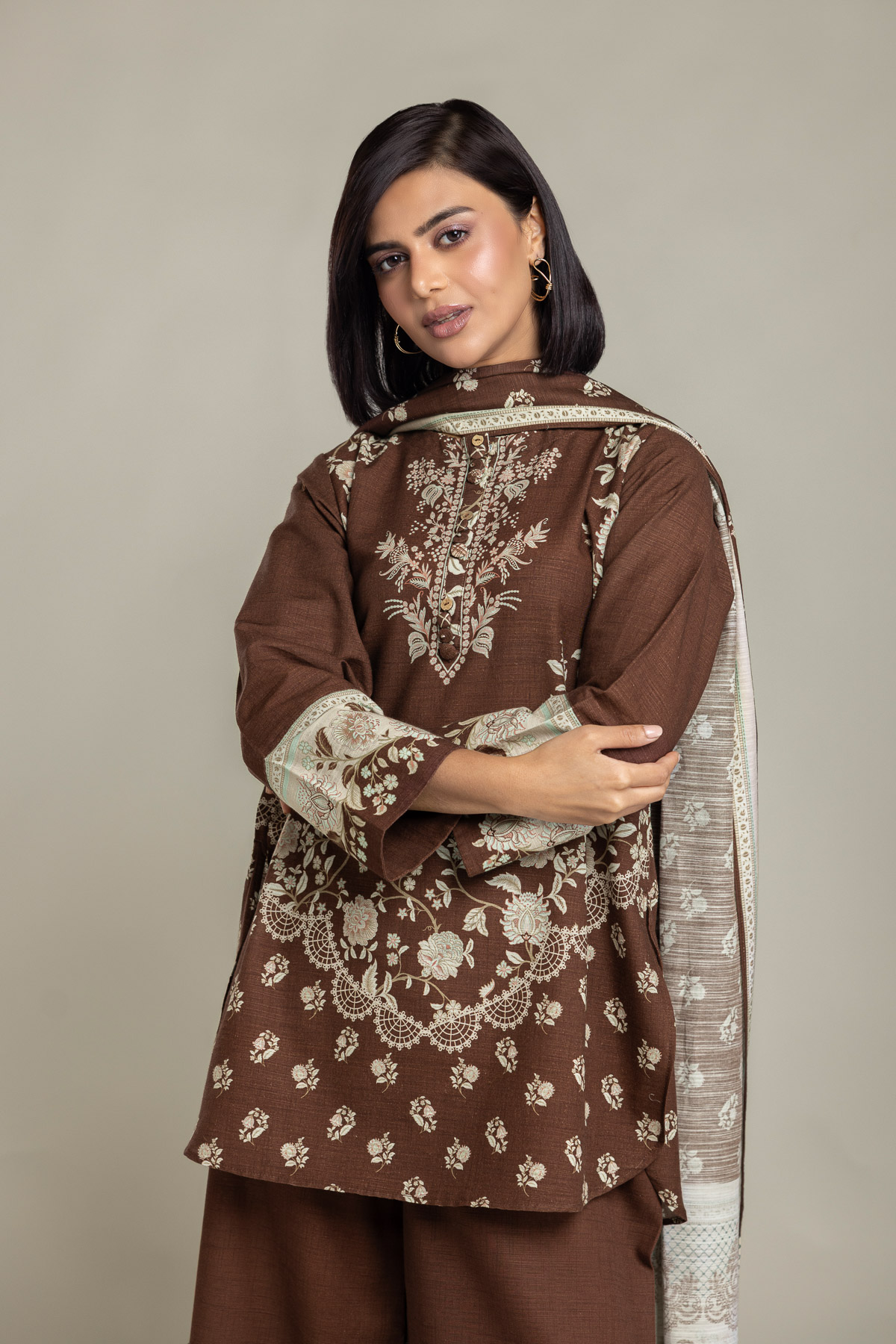 Printed Light Khaddar Tailored 3-Piece Set - 1-26-226-A-A2-VG