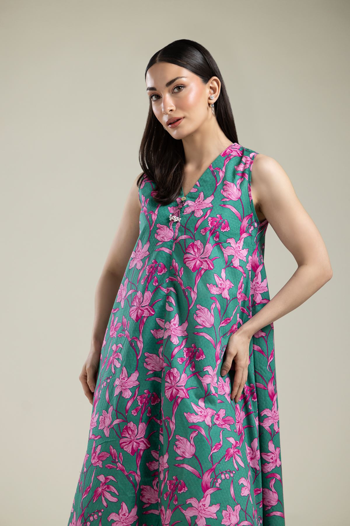 Printed Cotton Dobby Sleeveless Cotton Kurta - 2-26-202-A-A-VG