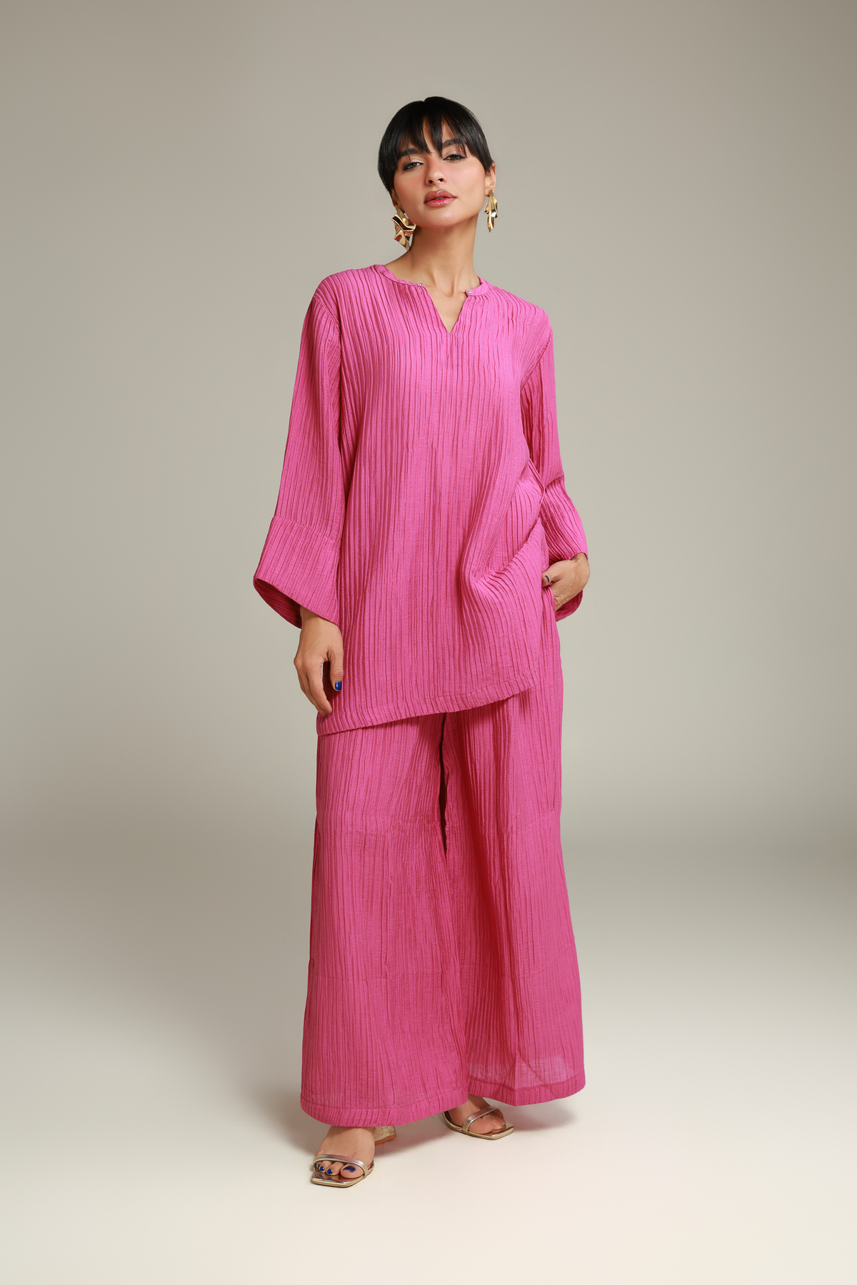 Dyed Blended Crinkle Relaxed Crinkle Pants - 8-26-205-A-D1-VG