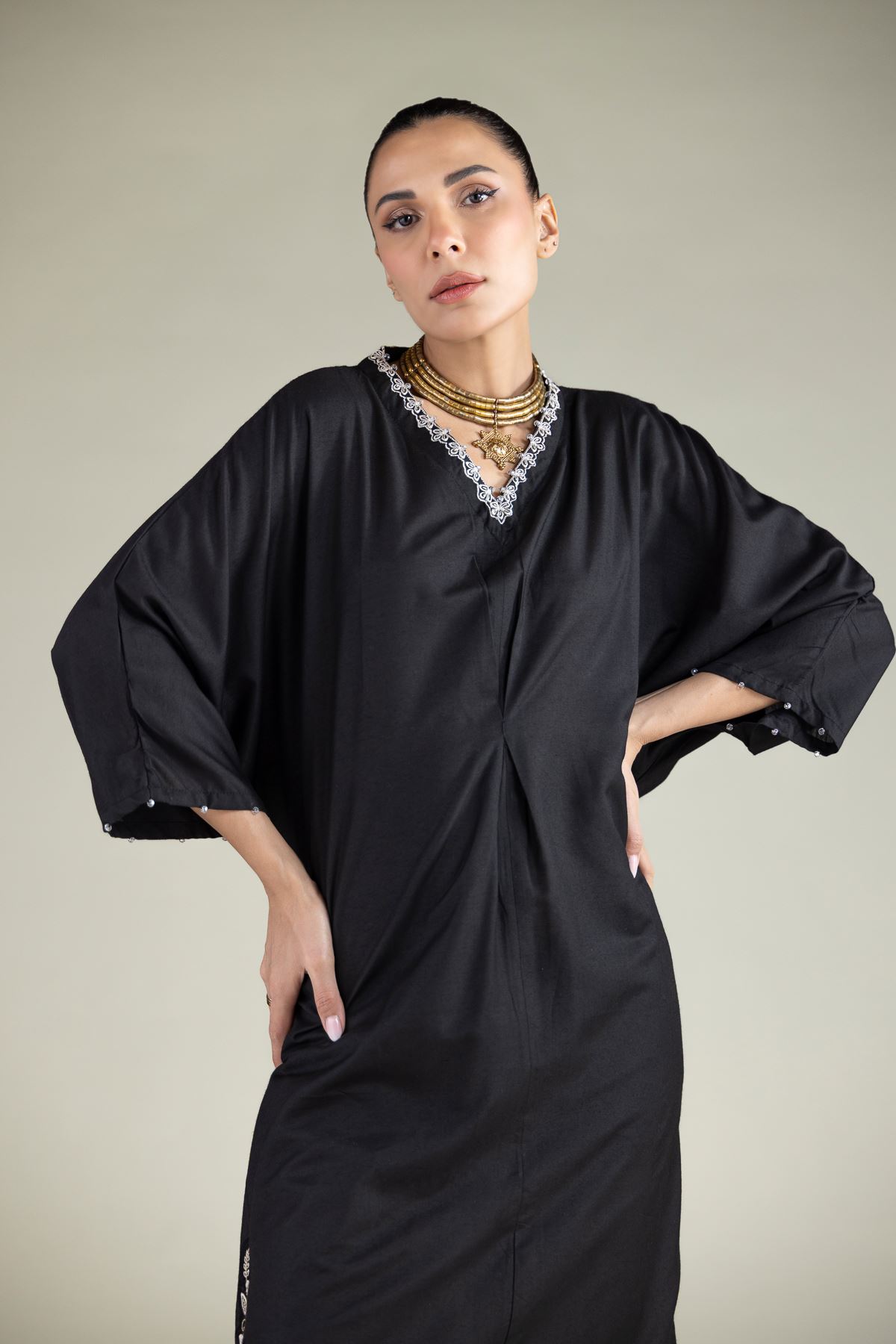 Embroidered Raw Silk Floral Longline Kurta - 2-26-108-F-D-VG