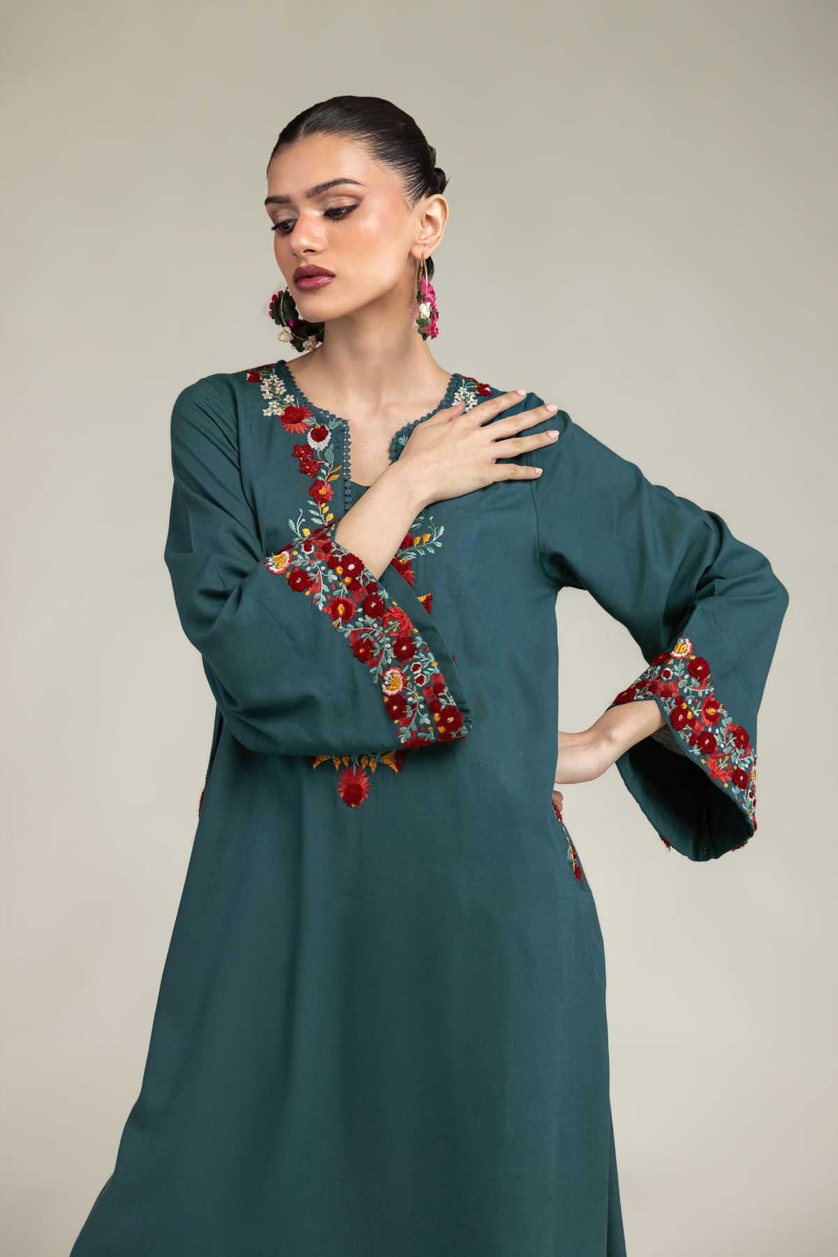 Embroidered Raw Silk Raw Silk Kurta - 1-26-225-A-C1-VG