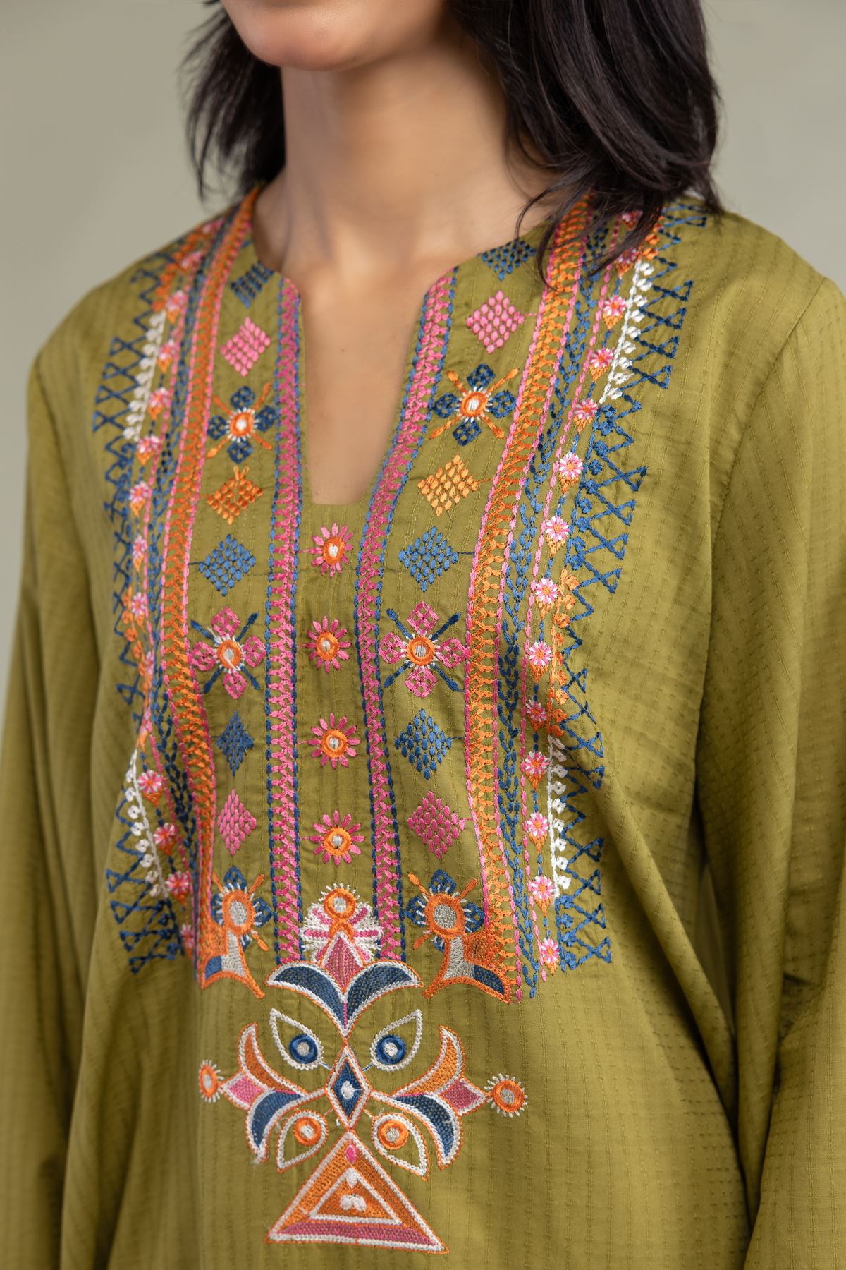 Embroidered Cotton Dobby Cotton Dobby Kurta - 8-26-303-A-C1-VG