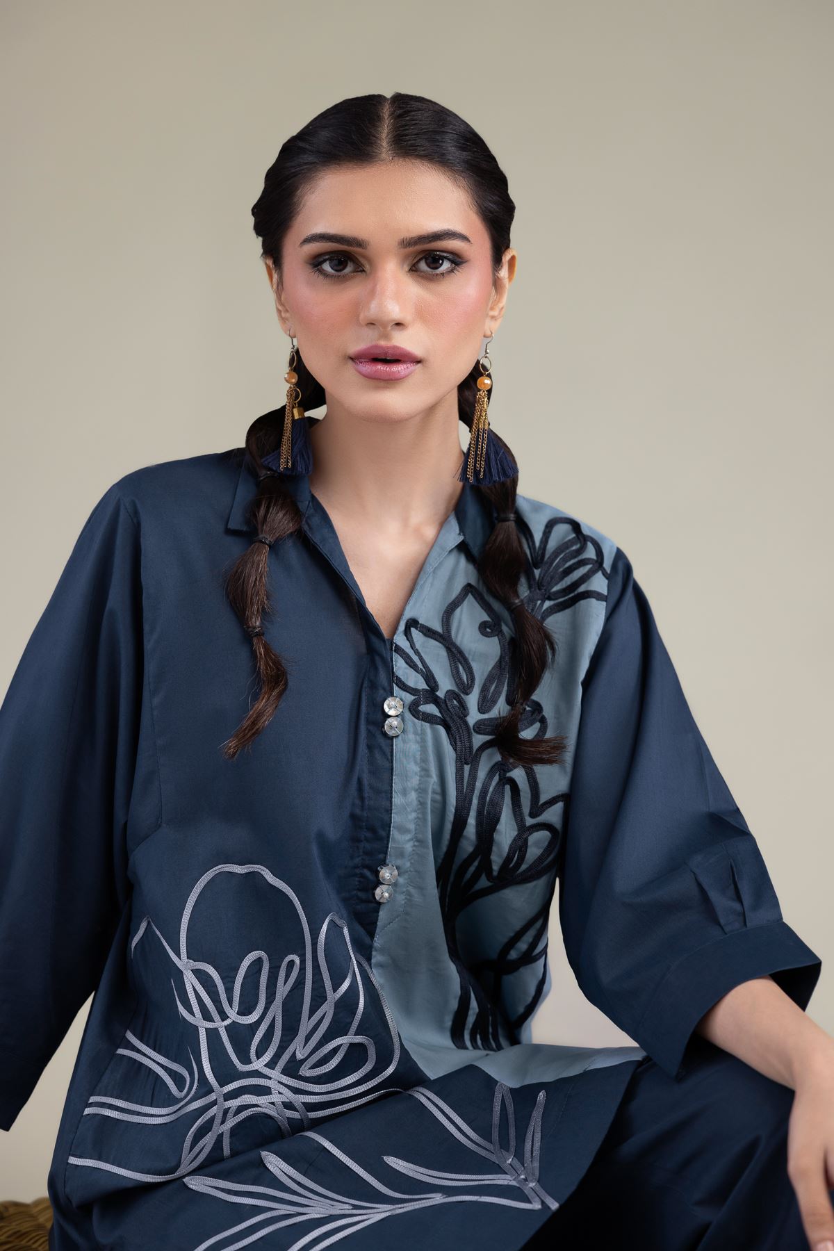 Embroidered Cambric Short Cambric Kurta - T-A11-26-106FB2-VG