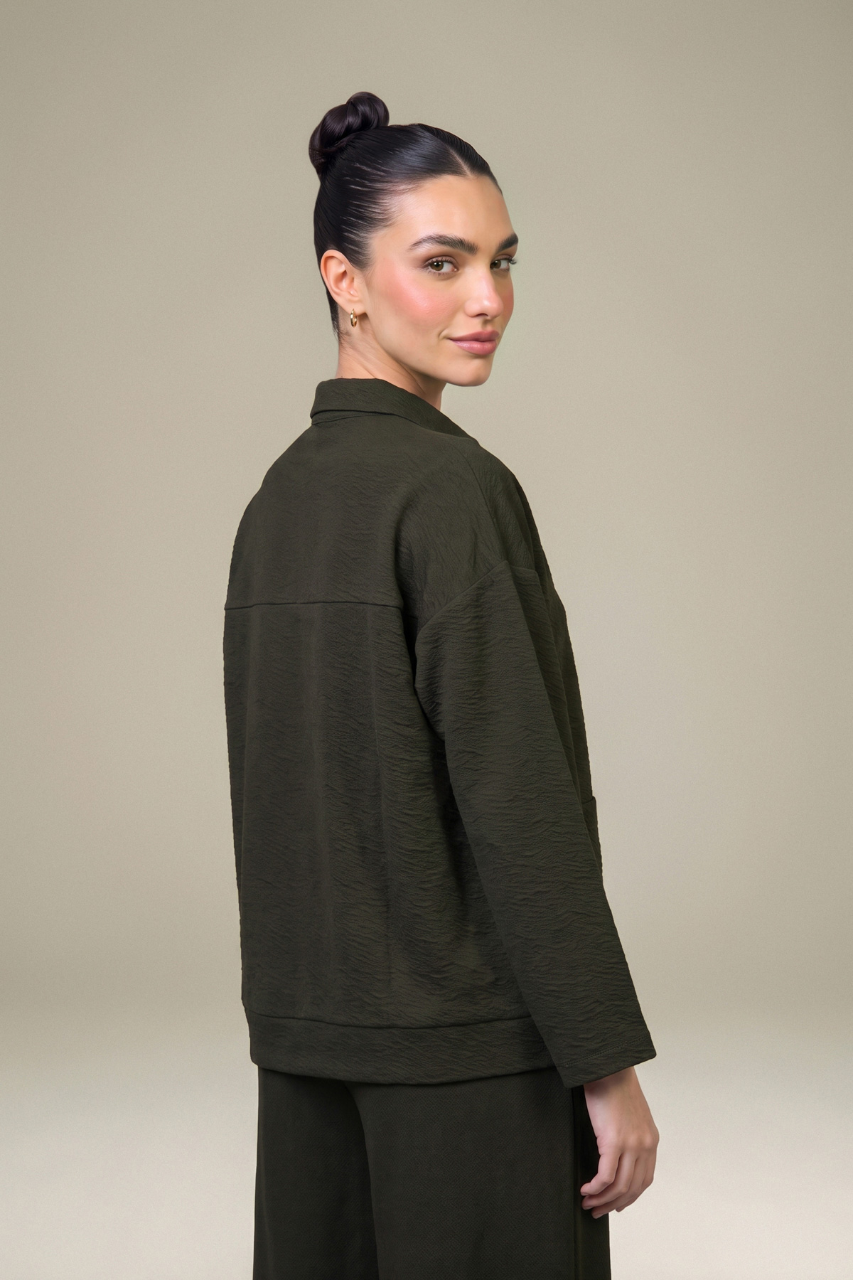 Dyed Textured Cotton Textured Cotton Jacket - 1-26-457-A-J1-VG