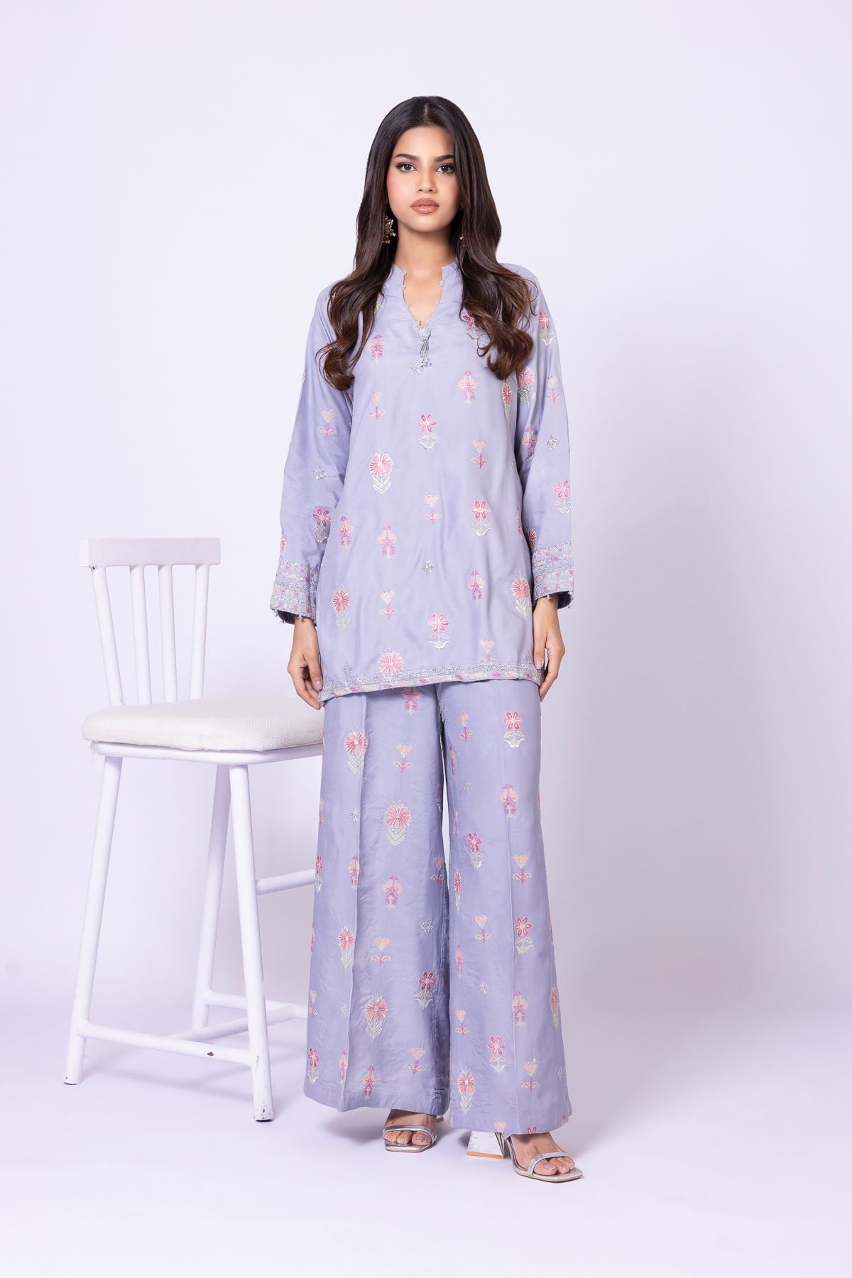 Embroidered Raw Silk Kurta - 25-10-12E9-02TA-VG