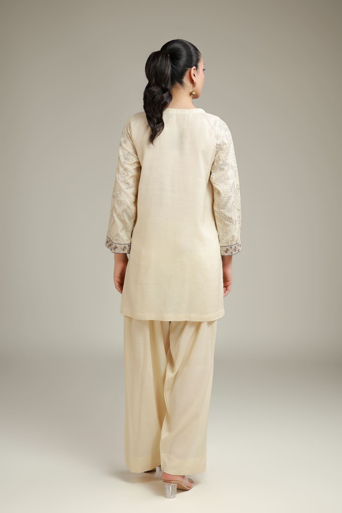 Embroidered Raw Silk Geometric Silk Kurta - 1-26-108-A-F-VG