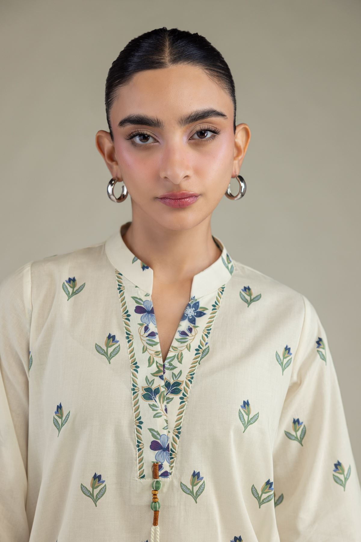 Printed Cambric Cambric Floral Kurta - 1-26-306-B-D1-VG