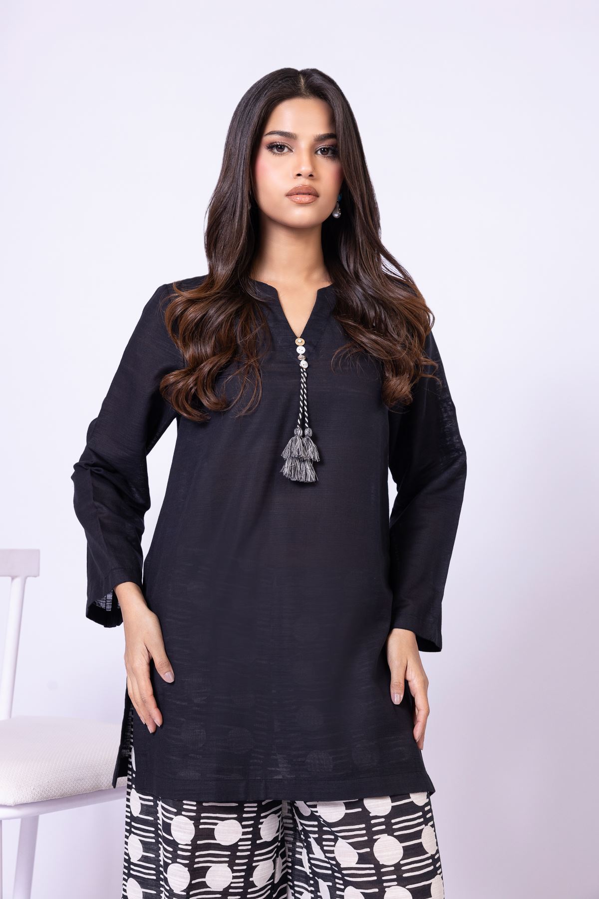 Dyed Textured Cotton Kurta - 25-10-12E6-07TB-VG