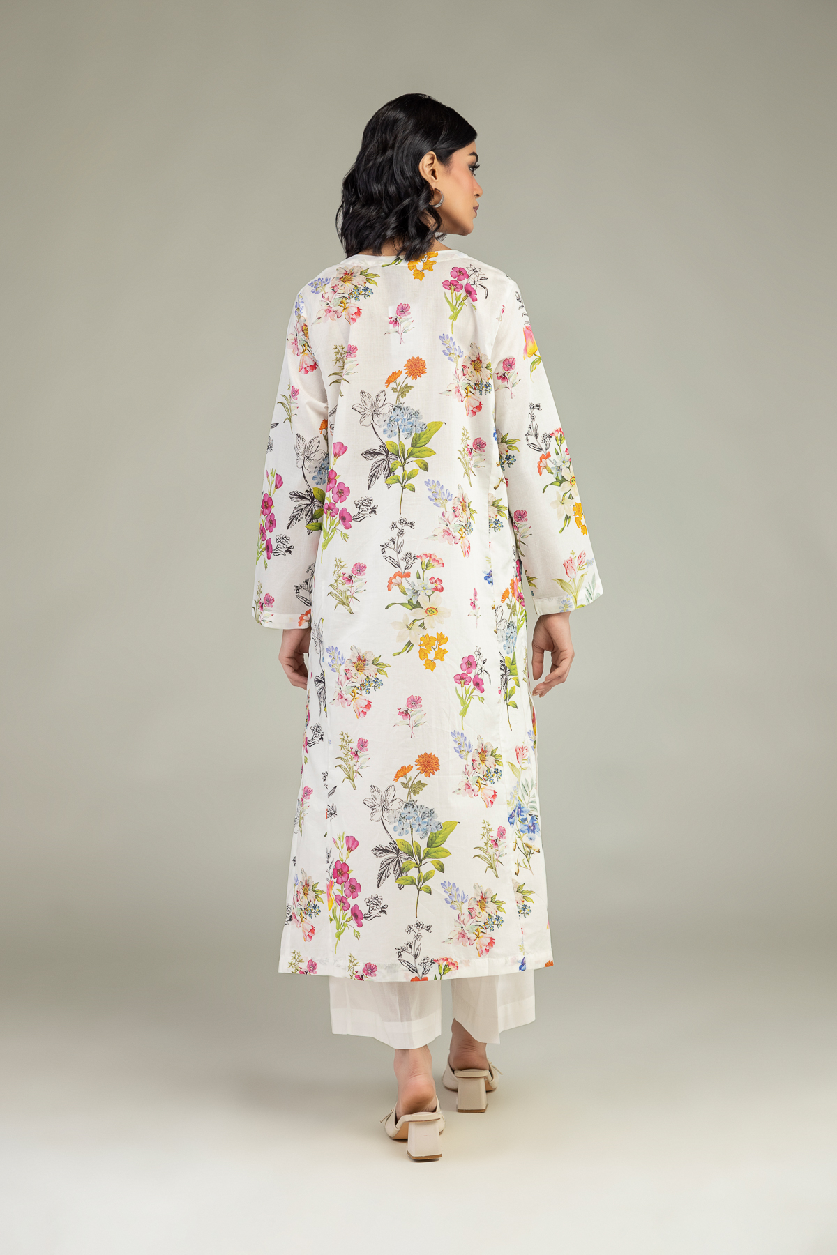Embroidered Cambric Floral Longline Kurta - 1-26-240-A-I1-VG